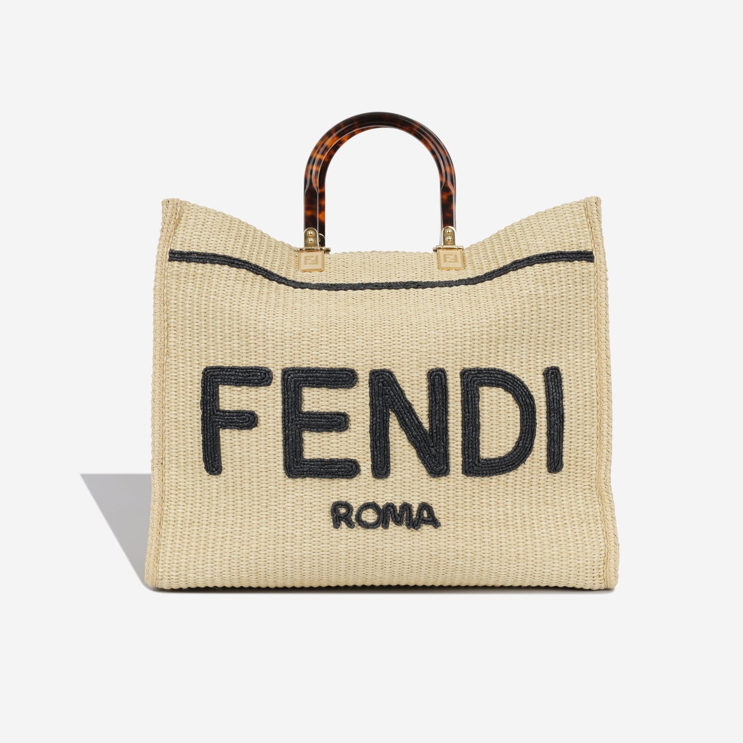 Fendi Sunshine Leather Beige Tote Bag Beige