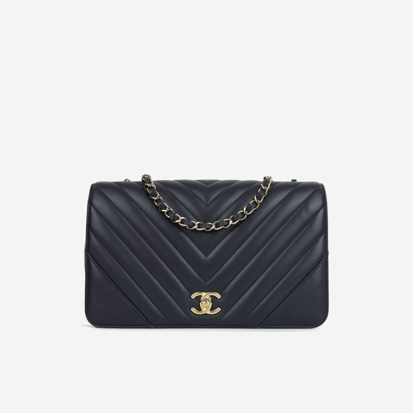 Chanel Large Classic Chevron Flap - Navy