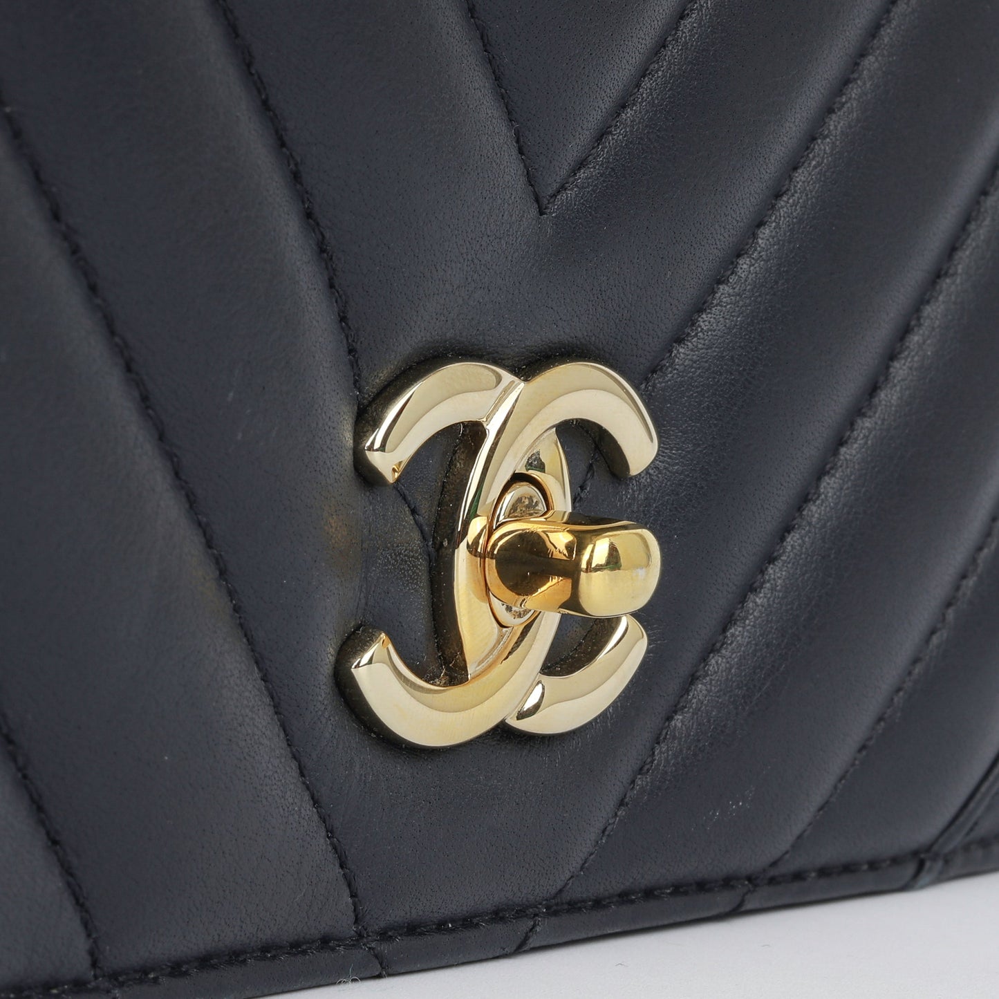 Chanel Large Classic Chevron Flap - Navy