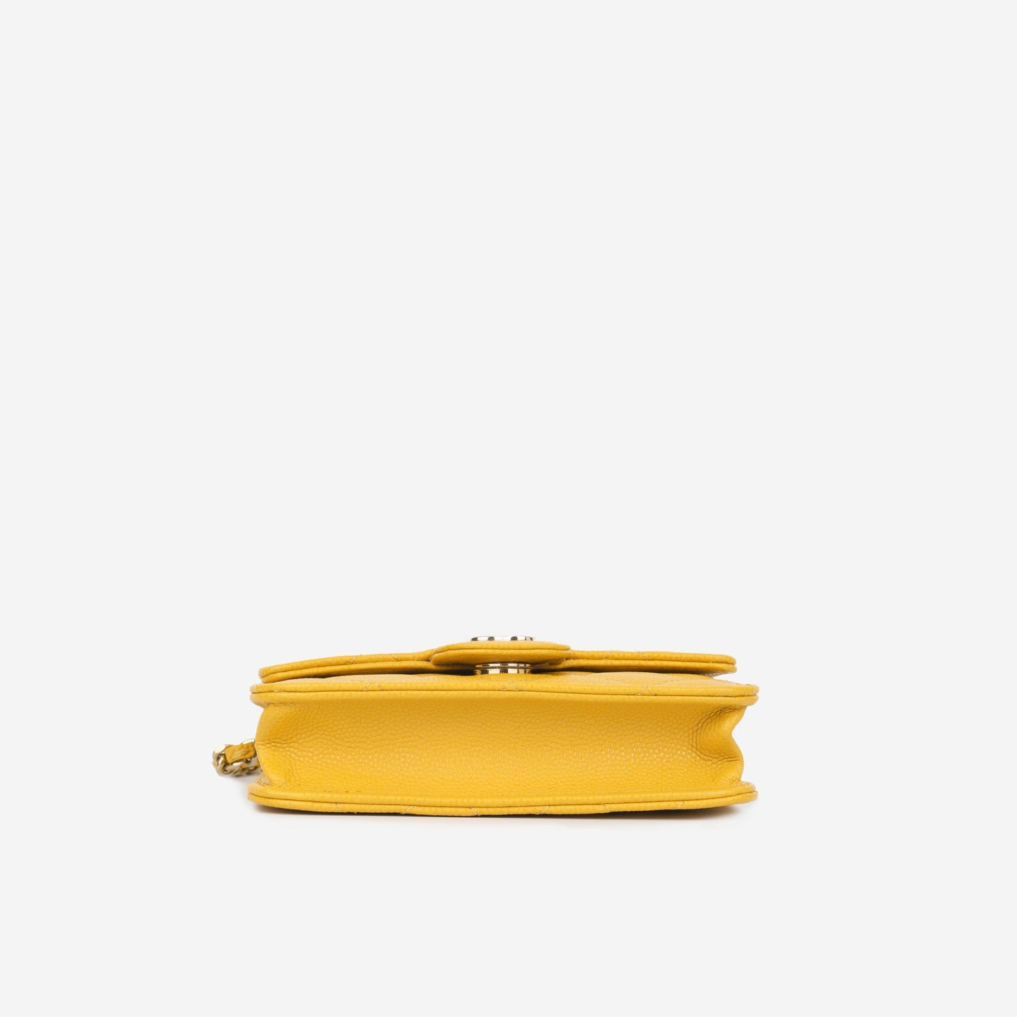 Chanel Cardholder on Chain - Mustard Caviar