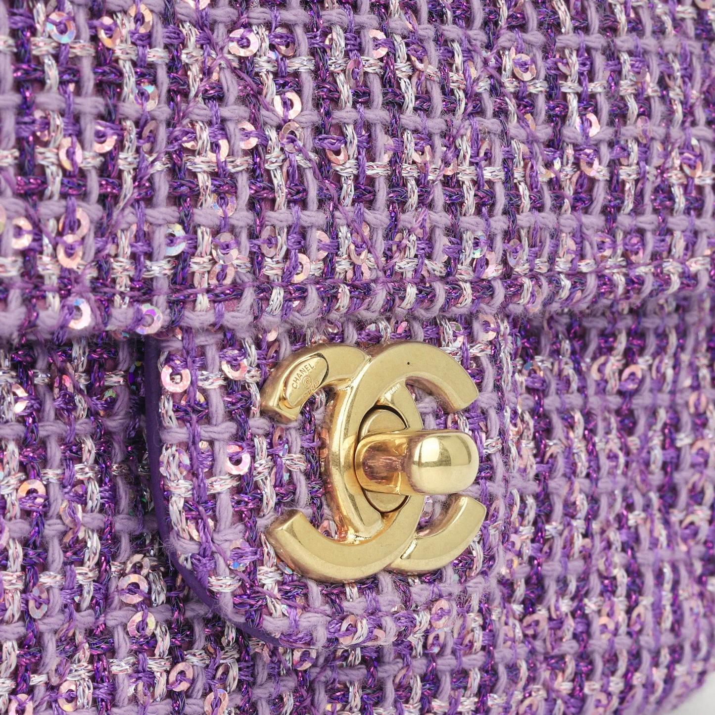 Chanel Small Top Handle - Purple Sequin Tweed