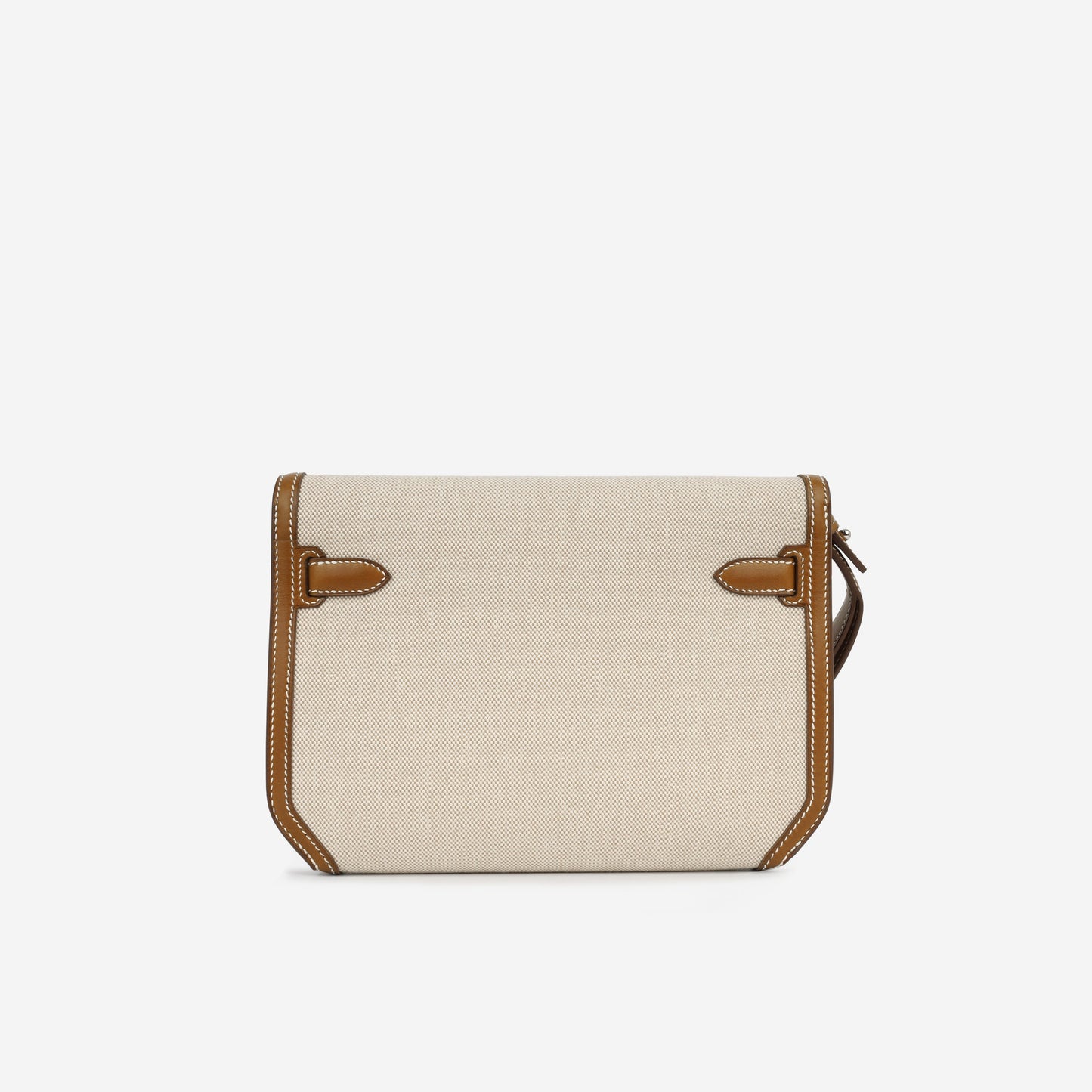 Hermès Kelly Dépêches 25 - Fauve Barenia/Ecru Toile | Palladium Hardware