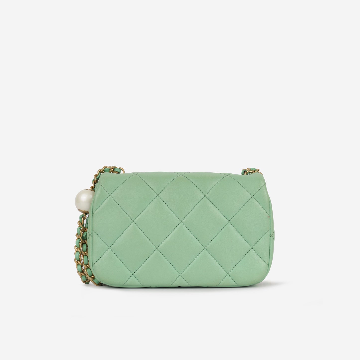 Chanel Seasonal Mini Square Pearl Crush - Light Green Lambskin | Gold Hardware