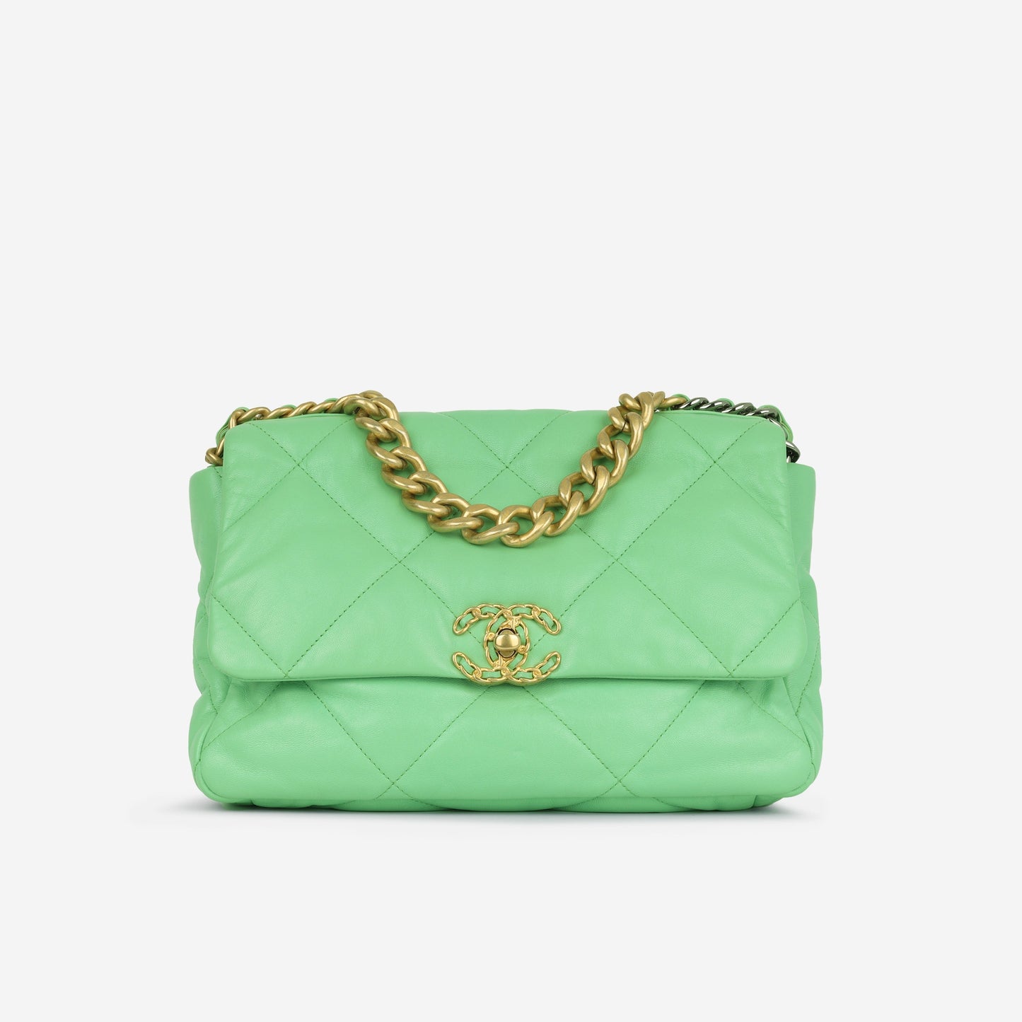 Chanel Large 19 Flap - Green Lambskin | Gold Hardware