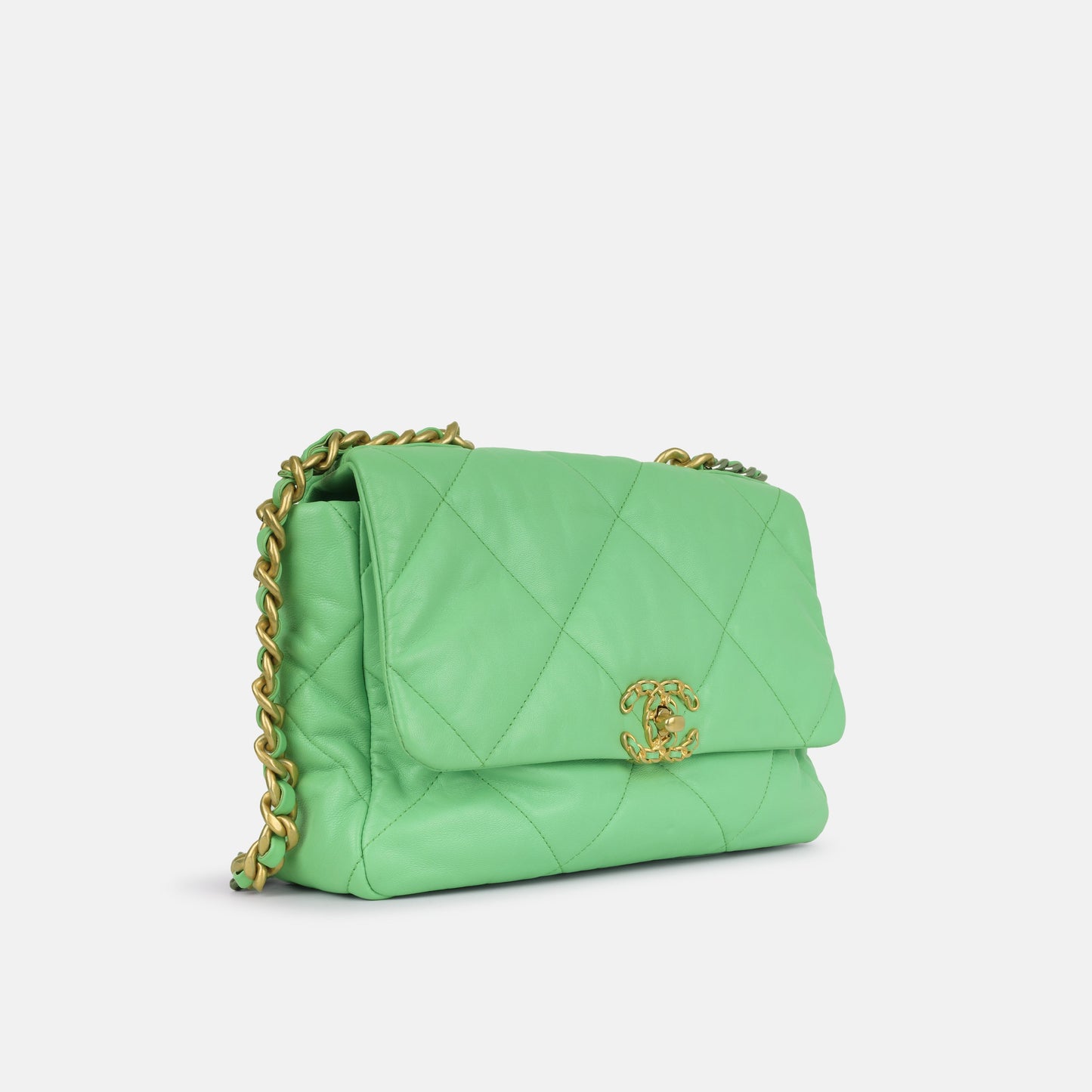 Chanel Large 19 Flap - Green Lambskin | Gold Hardware