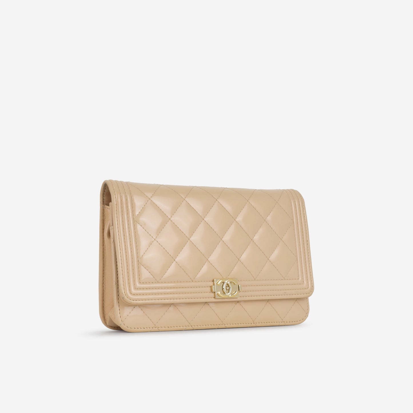 Chanel Boy WOC - Iridescent Pink Patent | Champagne Gold Hardware