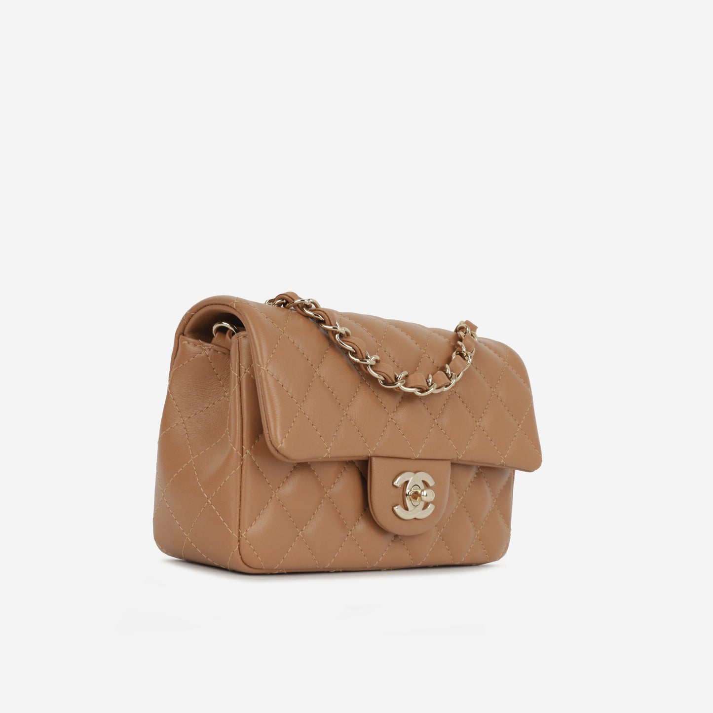Chanel Mini Flap Rectangular - Caramel Lambskin | Champagne Gold Hardware