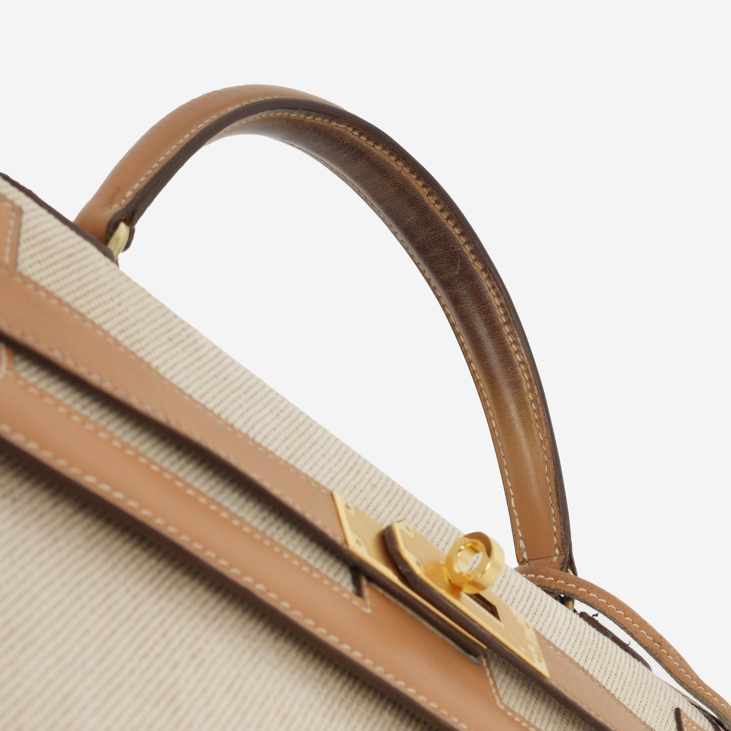 Hermès Vintage Kelly 32 - Natural Courchevel / Toile | Gold Hardware