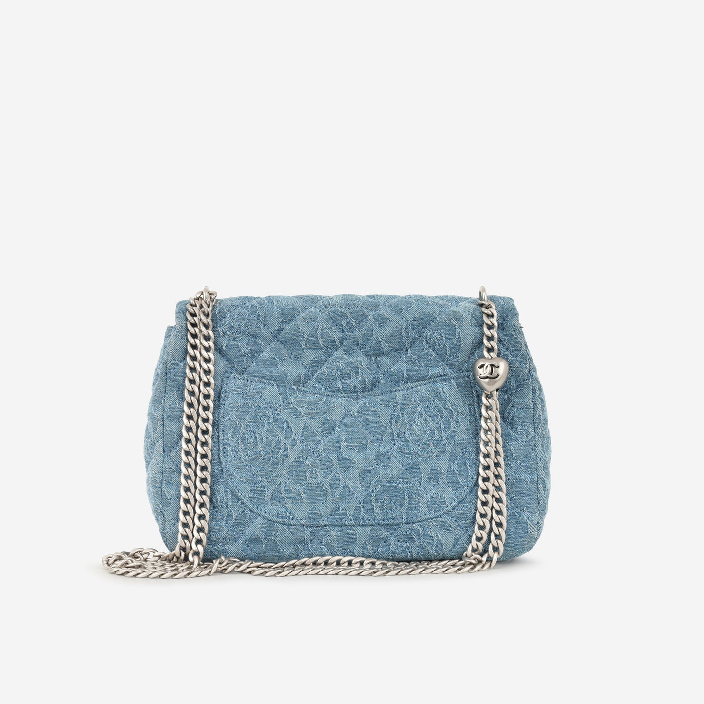 Chanel Camellia Sweetheart Crush Flap - Blue Denim | Silver Hardware