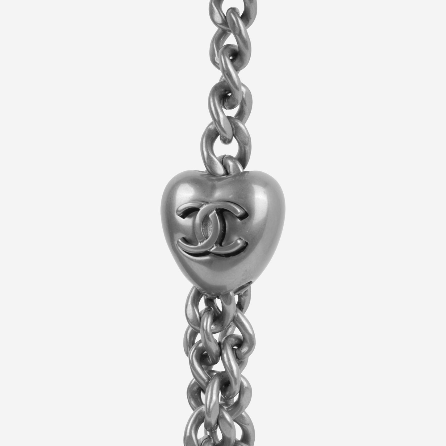 Chanel Mini Camellia Heart Crush - Blue Embroidered Denim | Silver Hardware