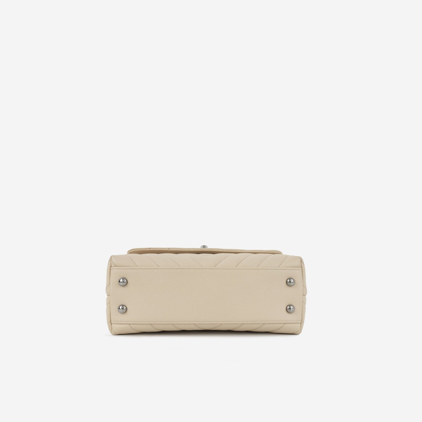 Chanel Small Coco Handle - Beige Chevron Caviar | Ruthenium Hardware