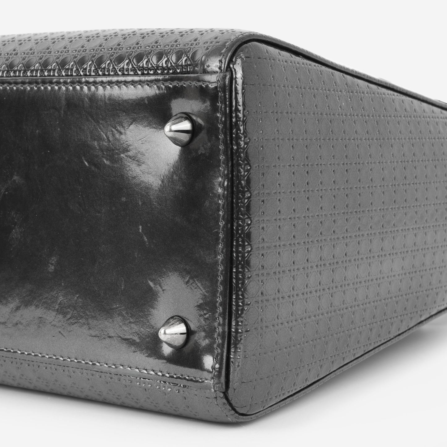 Dior Medium Lady Dior - Dark Grey Metallic Microcannage | Ruthenium Hardware