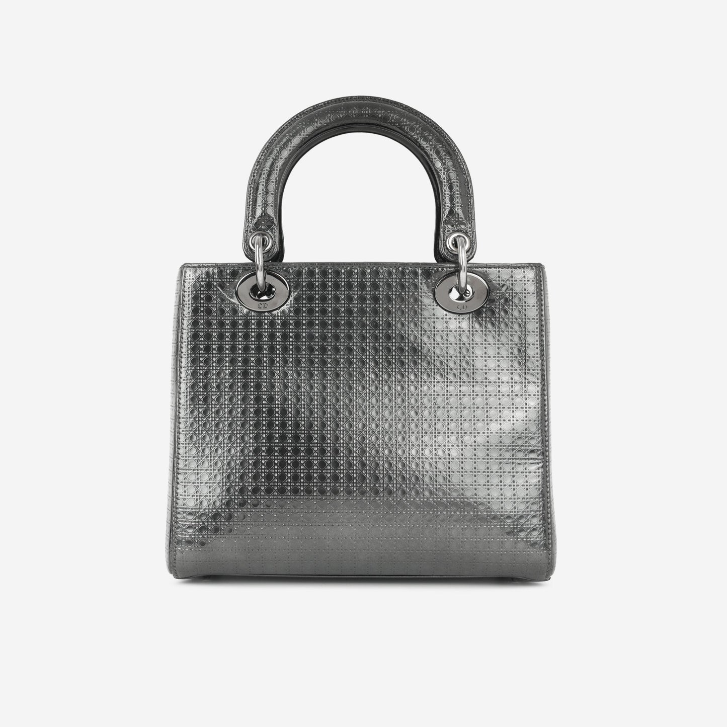 Dior Medium Lady Dior - Dark Grey Metallic Microcannage | Ruthenium Hardware
