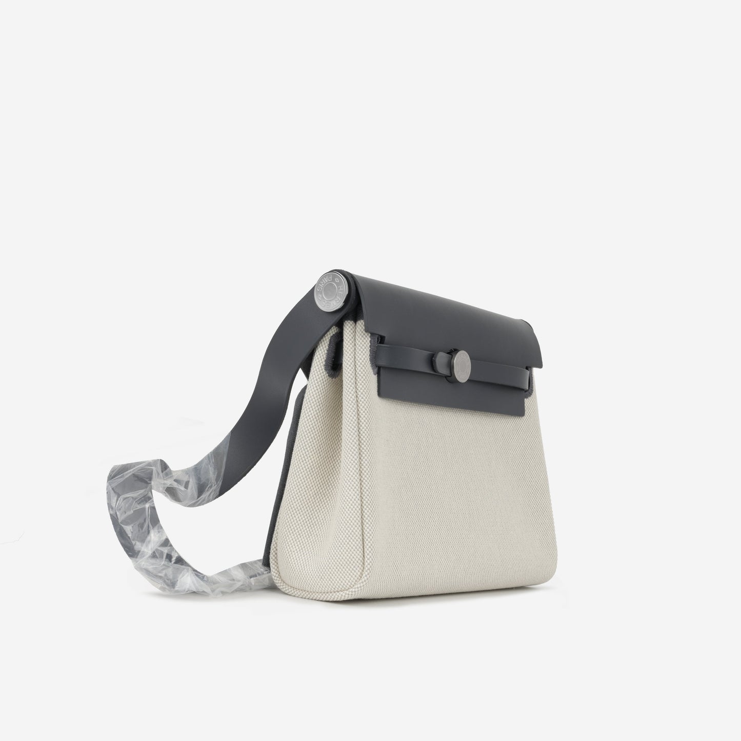 Hermès Mini Herbag 20 - Ecru / Bleu Glacier Canvas / Ardoise hunter | Palladium Hardware