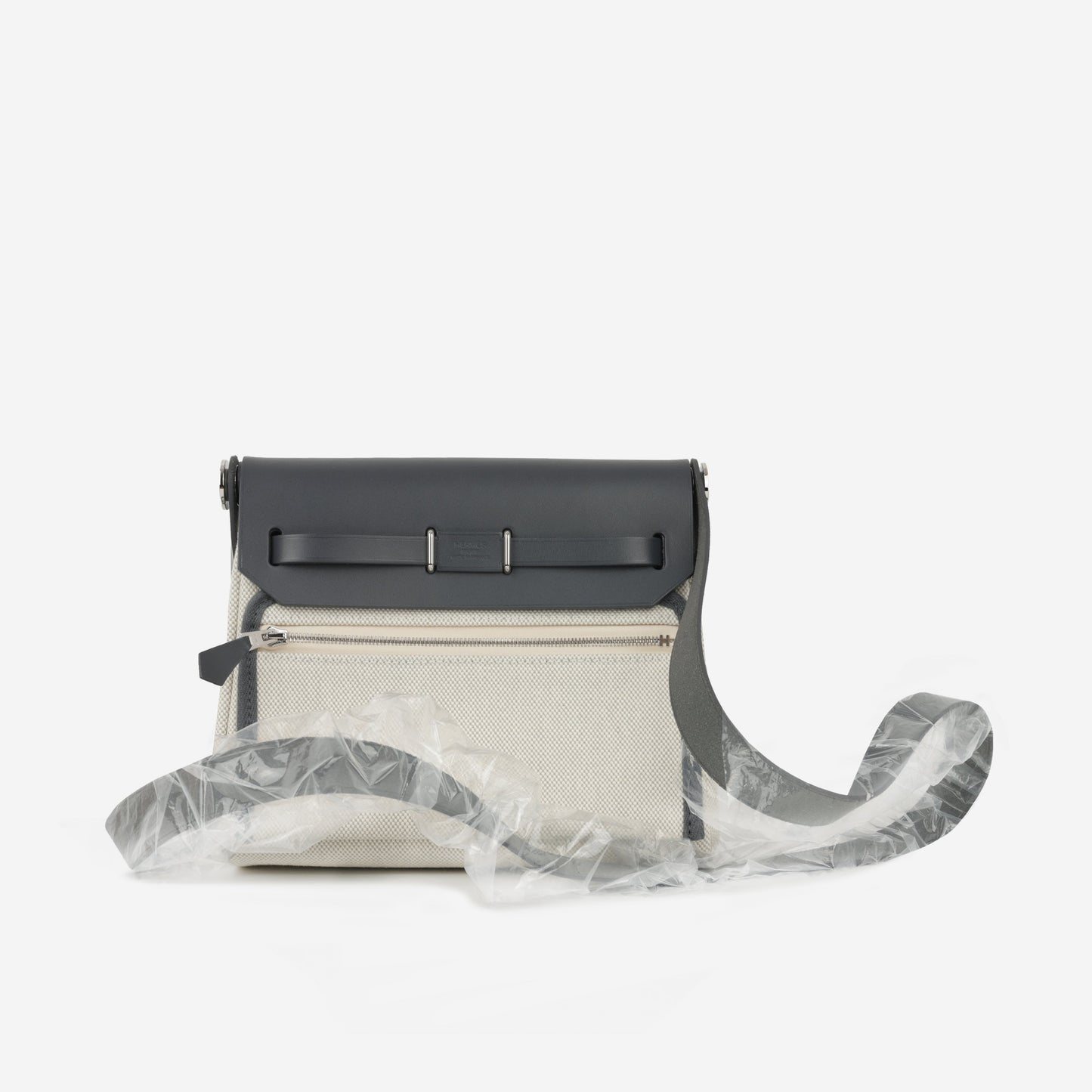 Hermès Mini Herbag 20 - Ecru / Bleu Glacier Canvas / Ardoise hunter | Palladium Hardware