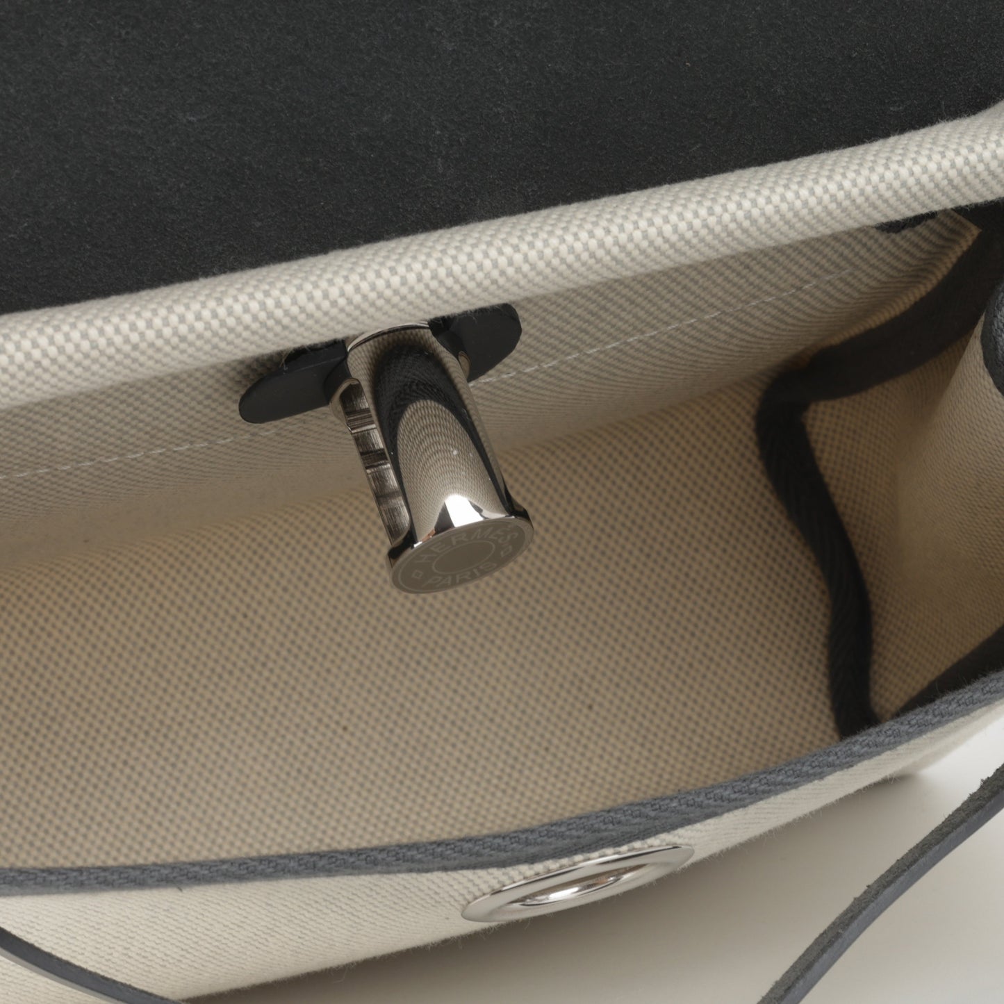 Hermès Mini Herbag 20 - Ecru / Bleu Glacier Canvas / Ardoise hunter | Palladium Hardware