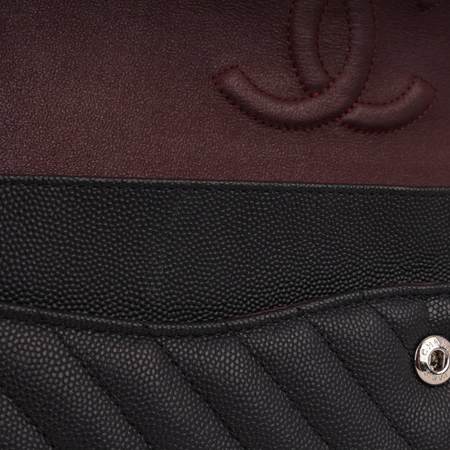 Chanel Medium Classic Flap - Black Chevron | Silver Hardware