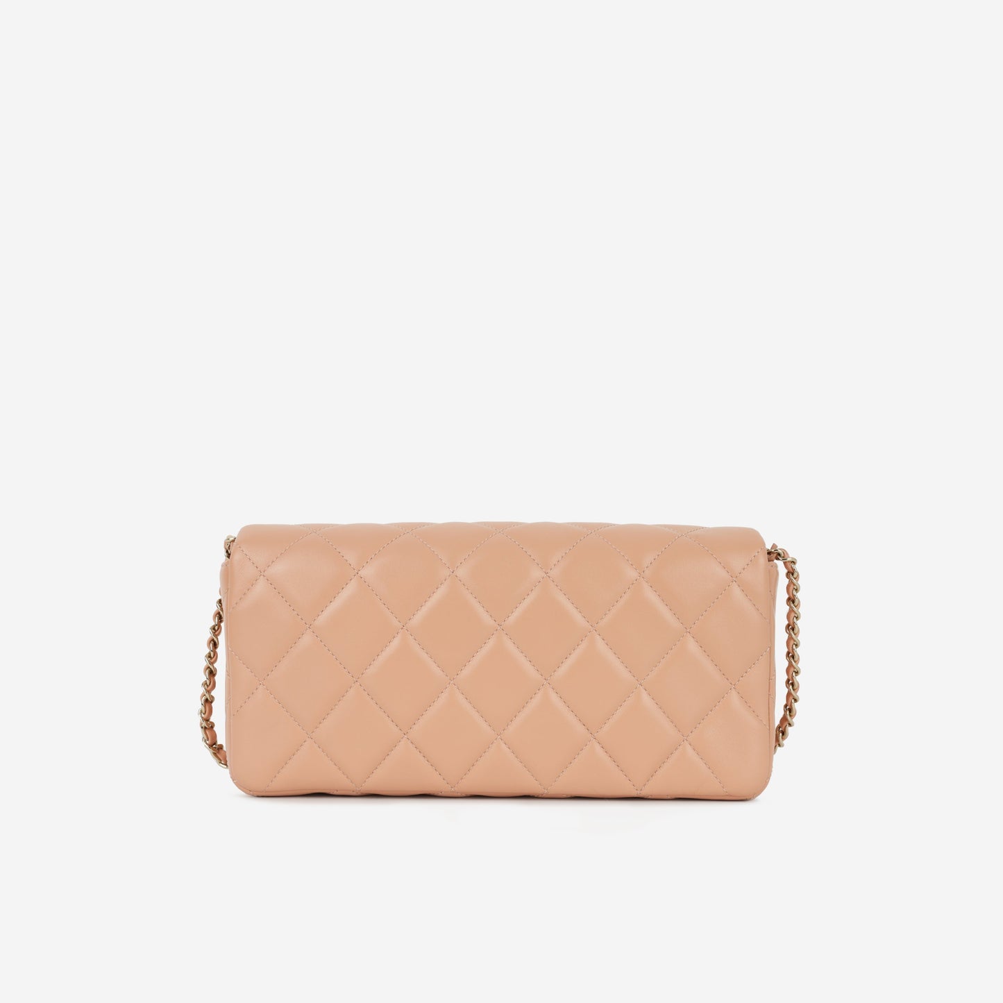 Chanel Pearl East West Flap Bag - Peach Lambskin | Champagne Gold Hardware