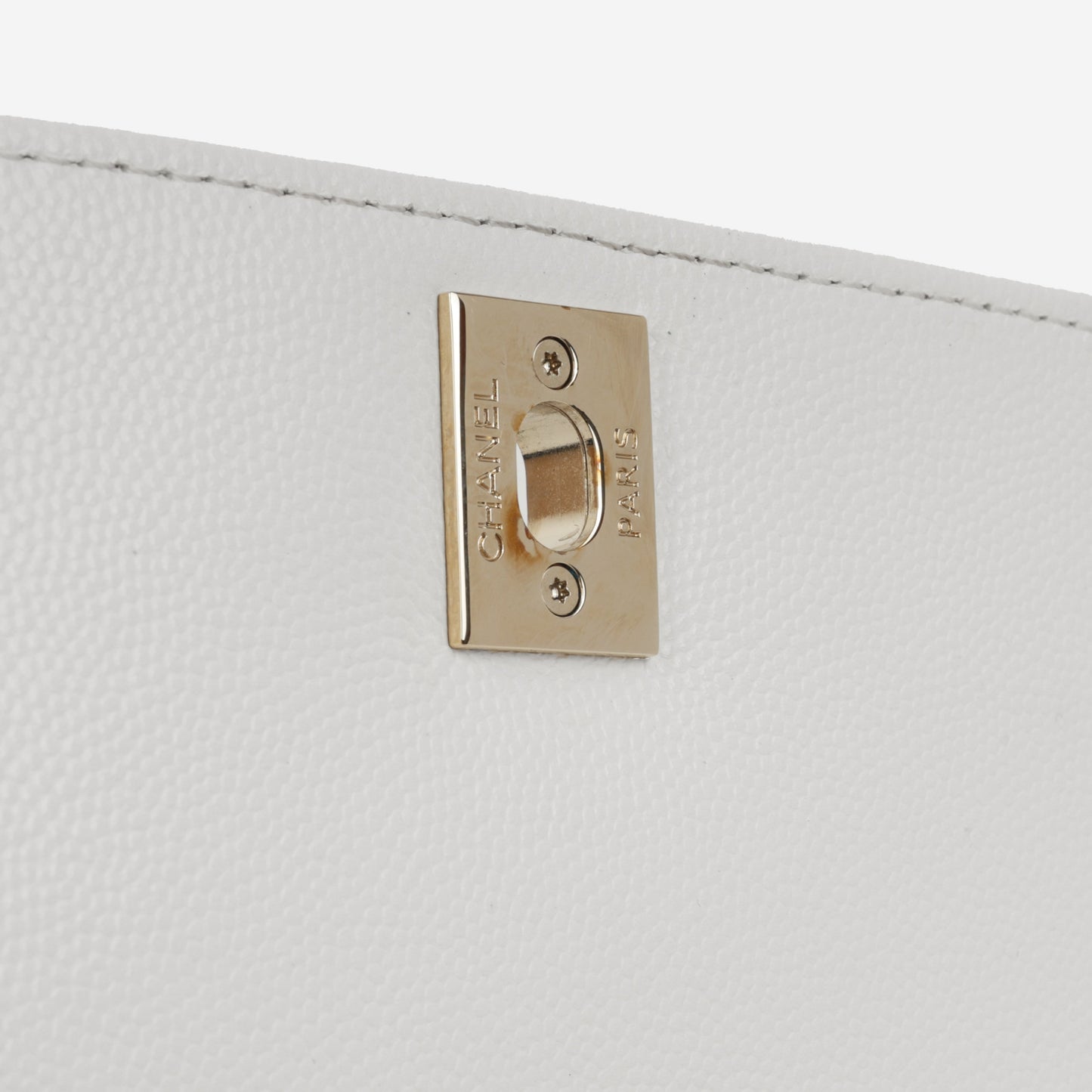 Chanel Small Coco Handle - White Caviar | Champagne Gold Hardware