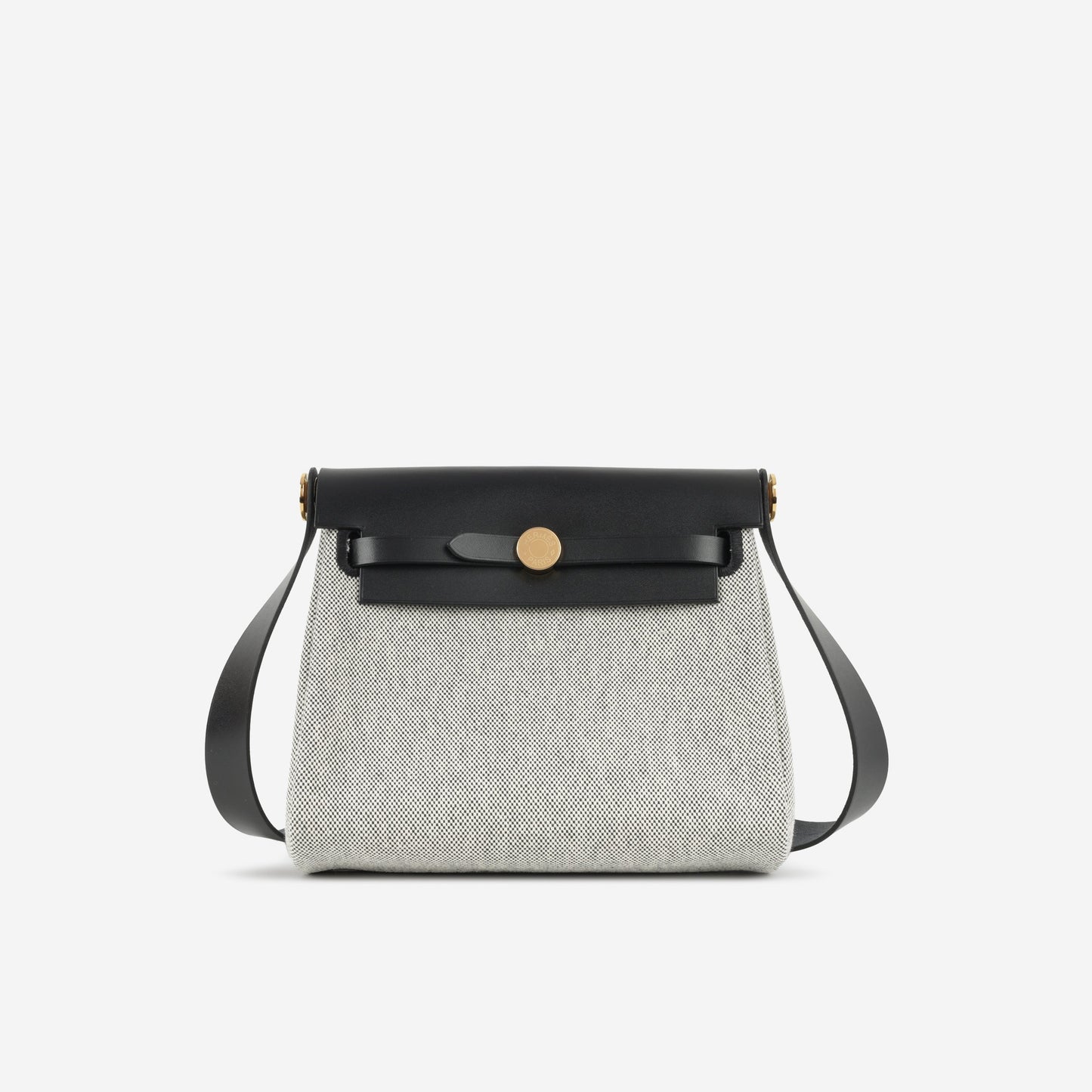 Hermès Mini Herbag 20 - Noir / Ecru Quadrille / Noir Hunter | Gold Hardware