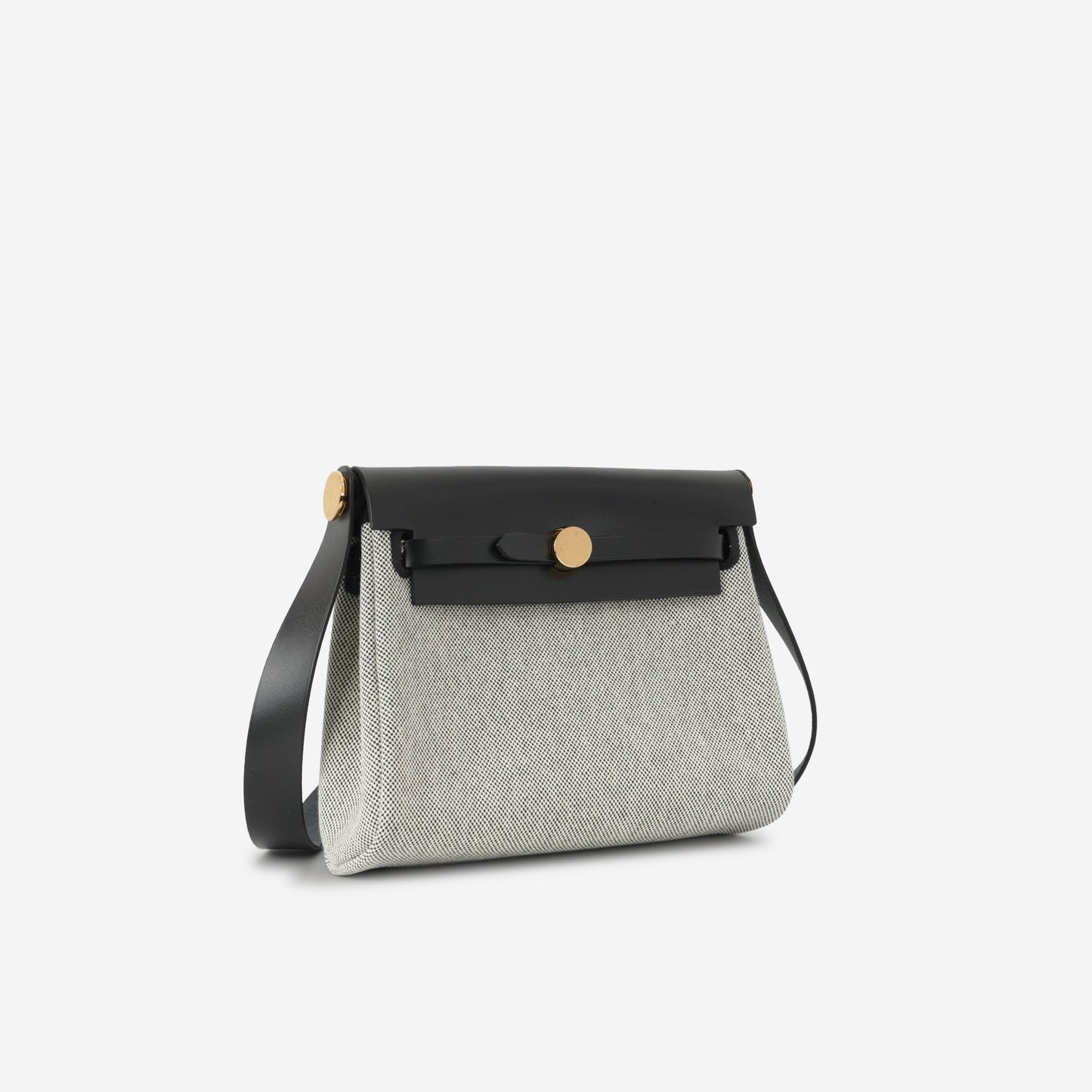 Hermès Mini Herbag 20 - Noir / Ecru Quadrille / Noir Hunter | Gold Hardware