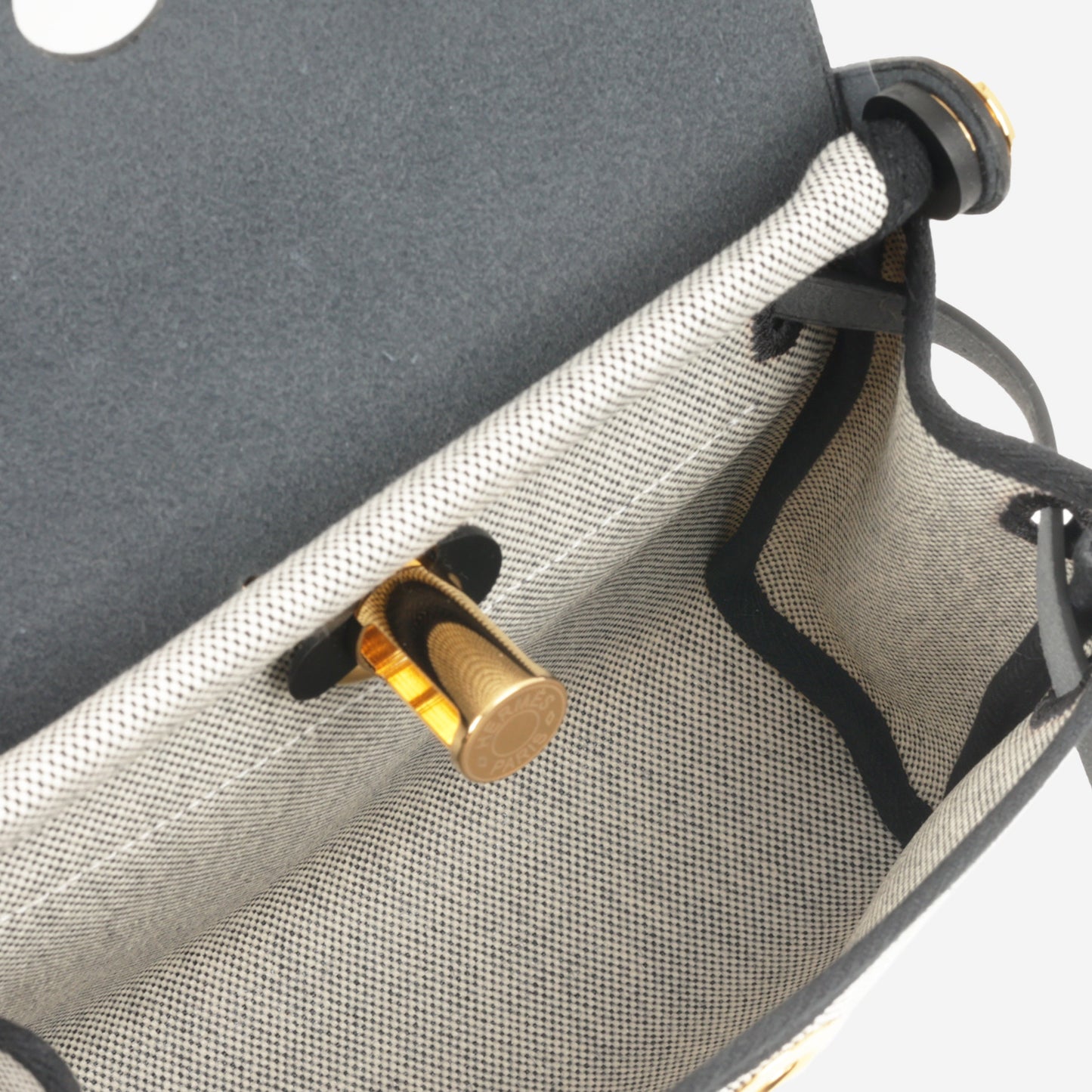 Hermès Mini Herbag 20 - Noir / Ecru Quadrille / Noir Hunter | Gold Hardware