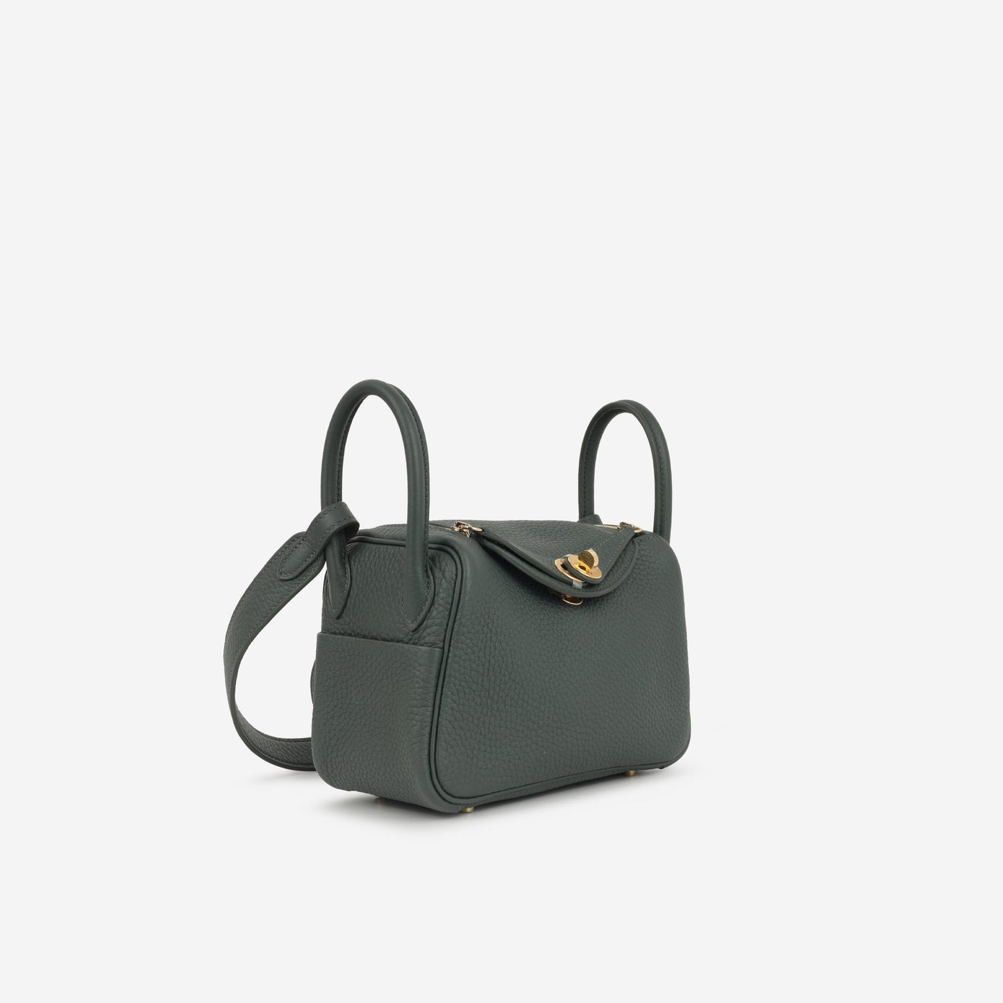 Hermès Mini Lindy - Vert Mangrove Clemence | Gold Hardware