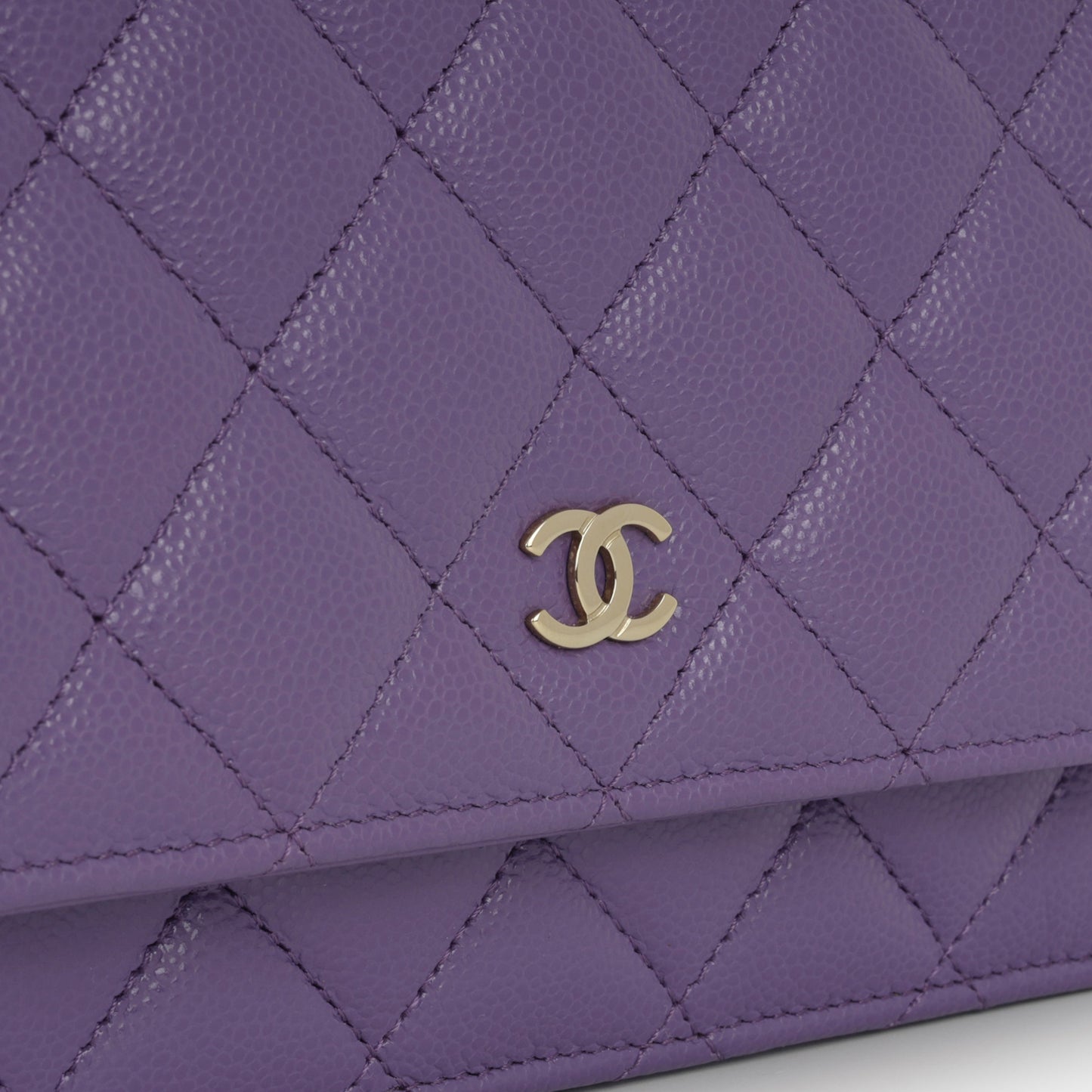 Chanel Classic Wallet on Chain - Purple Caviar | Champagne Gold Hardware