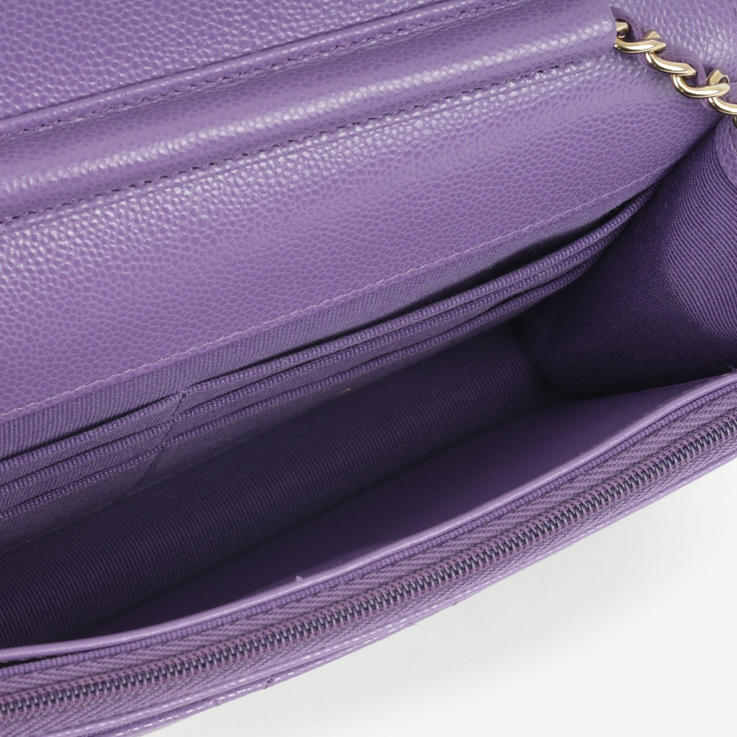 Chanel Classic Wallet on Chain - Purple Caviar | Champagne Gold Hardware