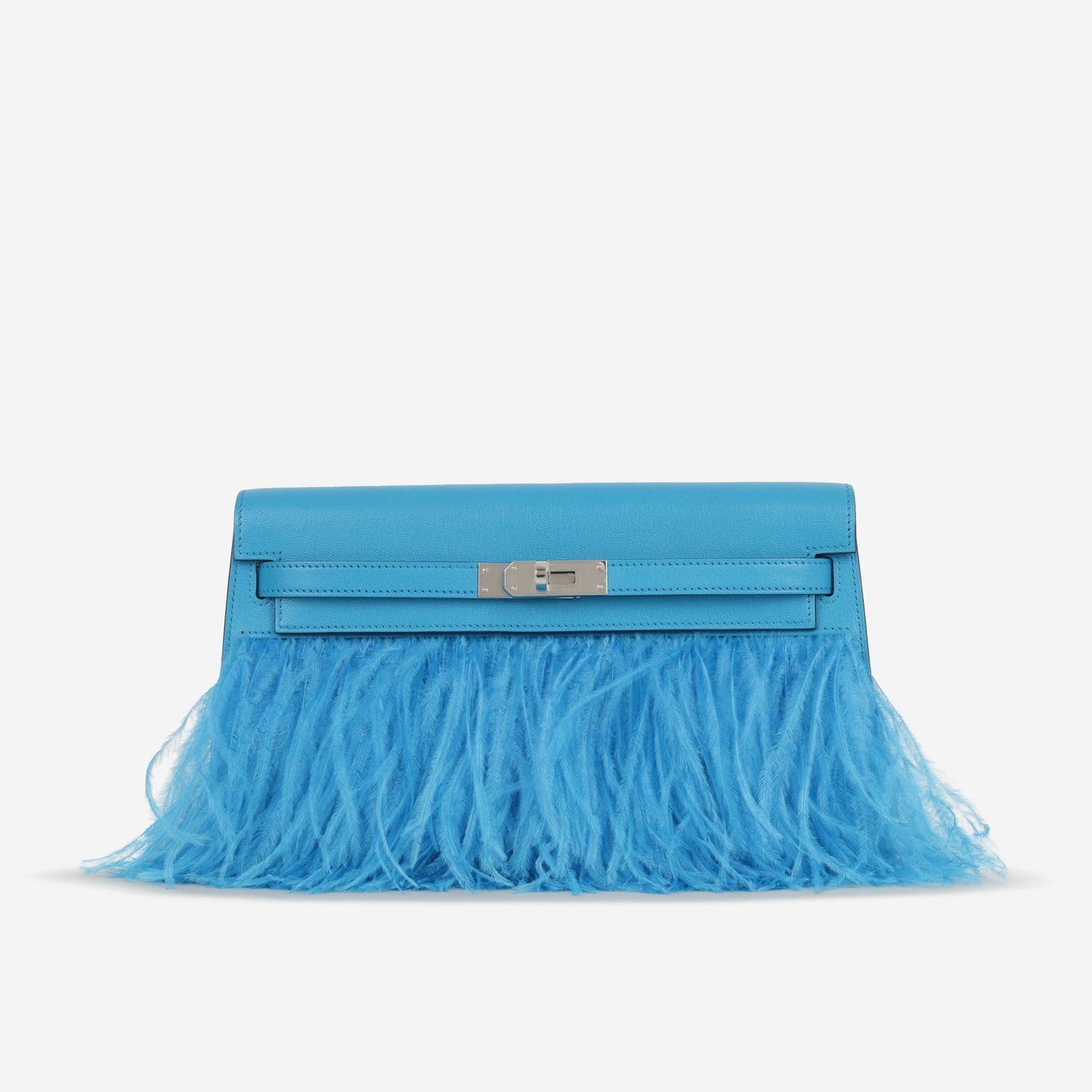 Hermès Kelly Elan Foile - Bleu Frida Chevre Chamkila / Plumes D'Autruche | Palladium Hardware