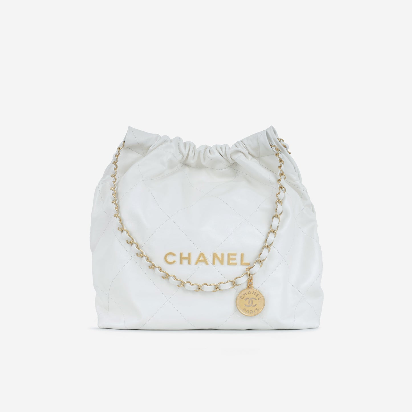 Chanel Medium 22 Hobo - White Shiny Calfskin | Gold Hardware