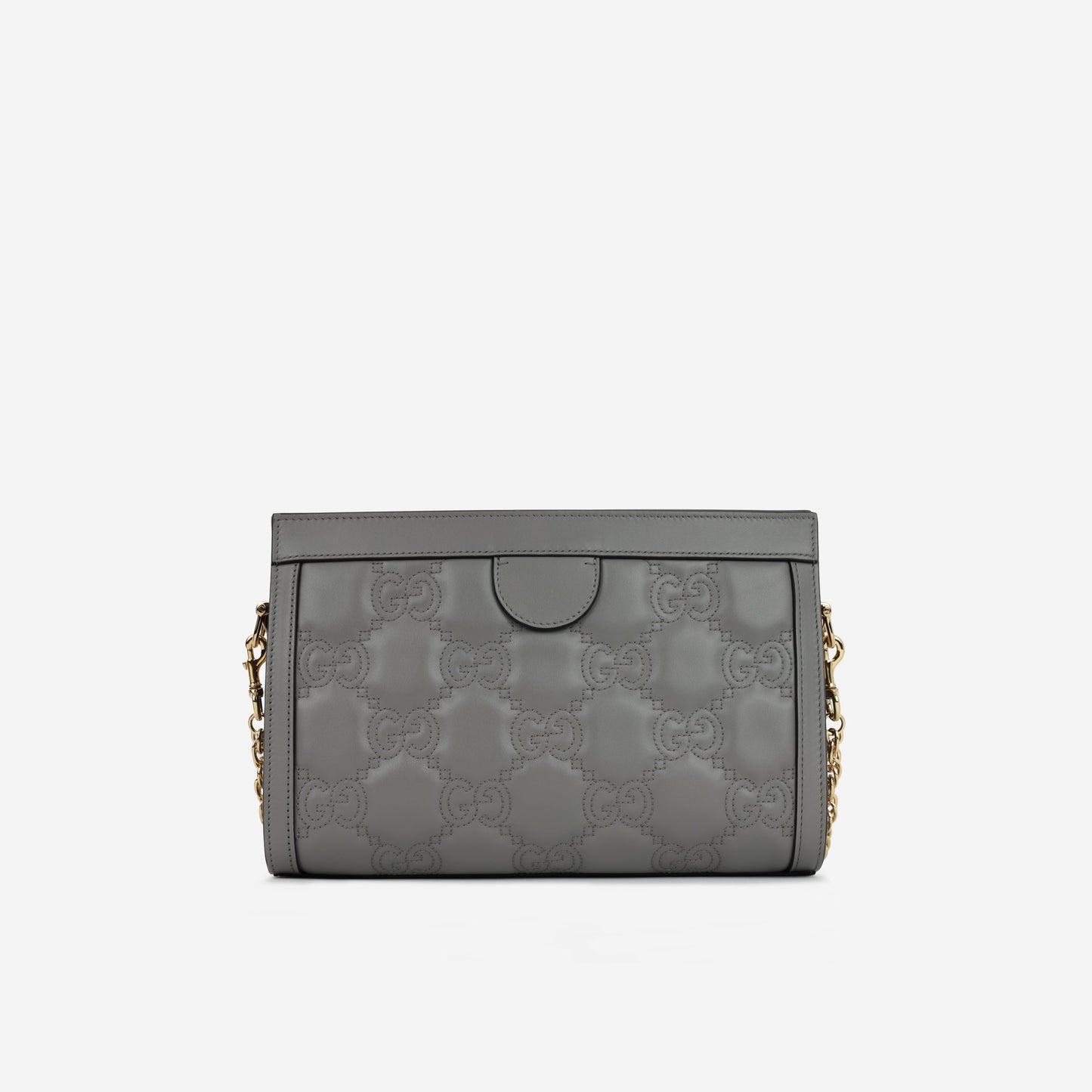 Gucci Ophidia Clasp Clutch on Chain - Grey GG Calfskin | Gold Hardware
