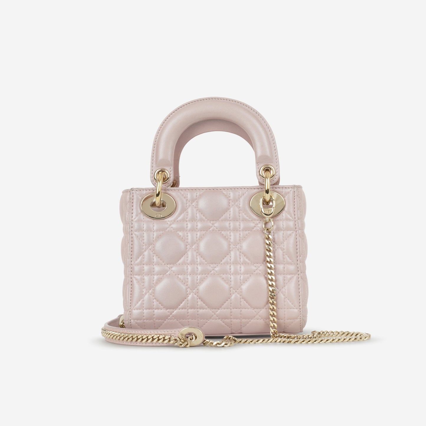 Dior Mini Lady Dior - Pearlescent Pink Lambskin | Champagne Gold Hardware