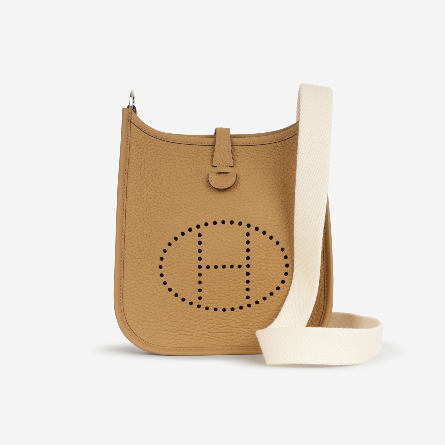 Hermès Mini Evelyne 16 - Biscuit Clemence / Nata Strap | Palladium Hardware