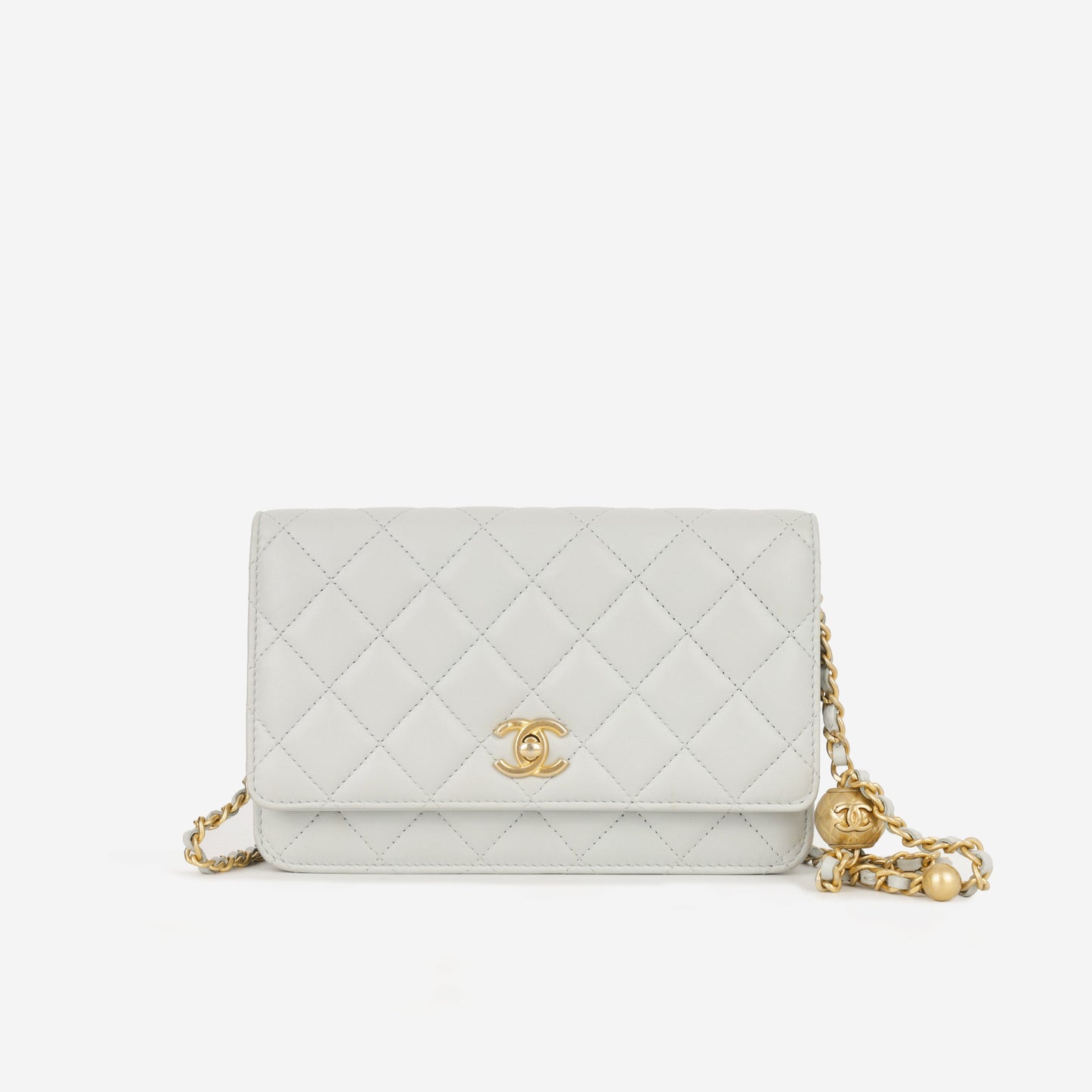 Chanel Chanel Pearl Crush Wallet On Chain - Grey Lambskin | Gold Hardware