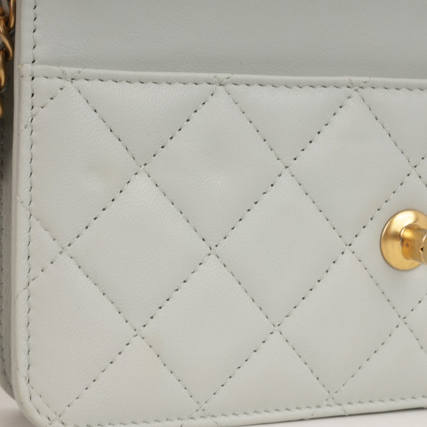 Chanel Pearl Crush Wallet On Chain - Grey Lambskin | Gold Hardware