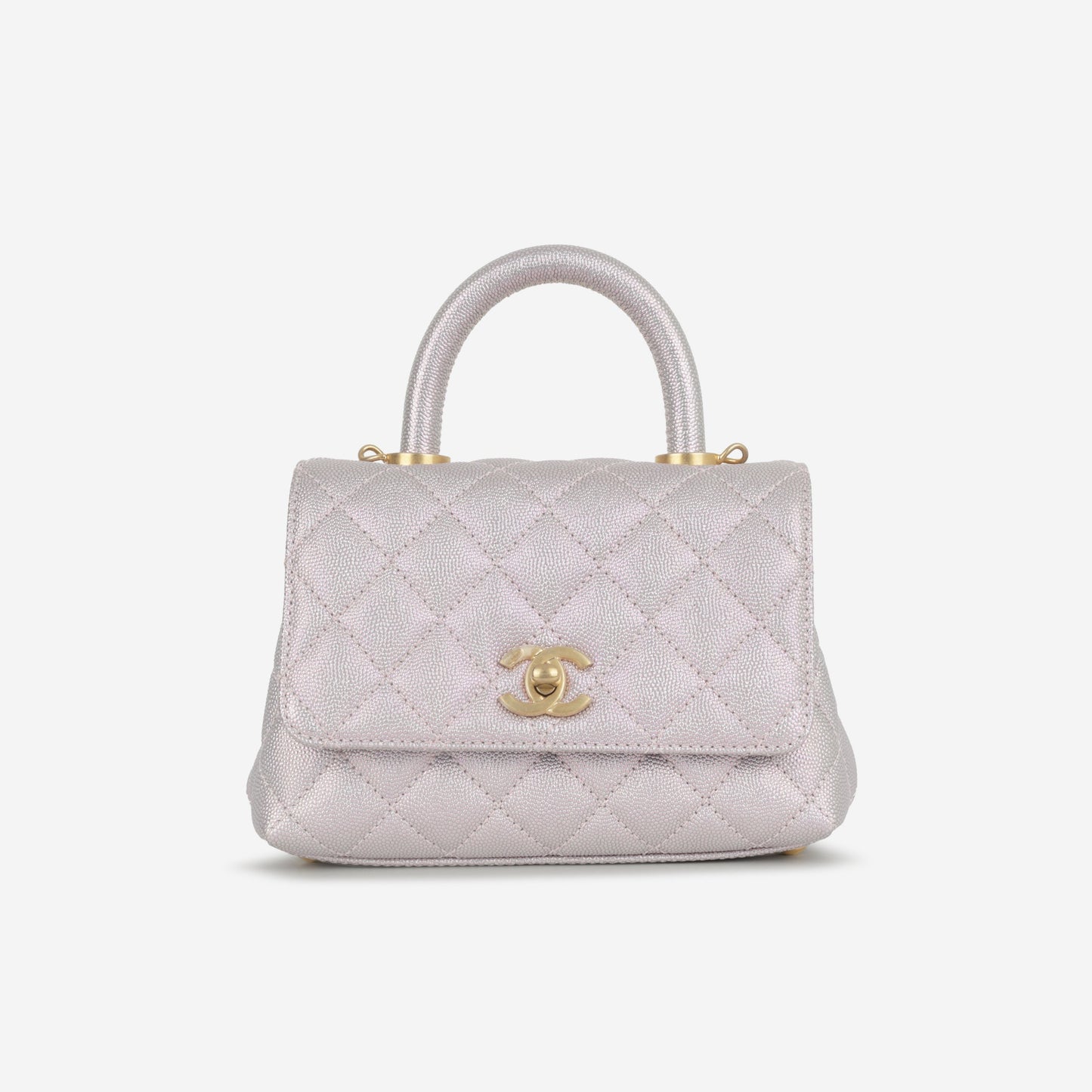 Chanel Mini Coco Handle - Iridescent Lilac Caviar | Aged Gold Hardware