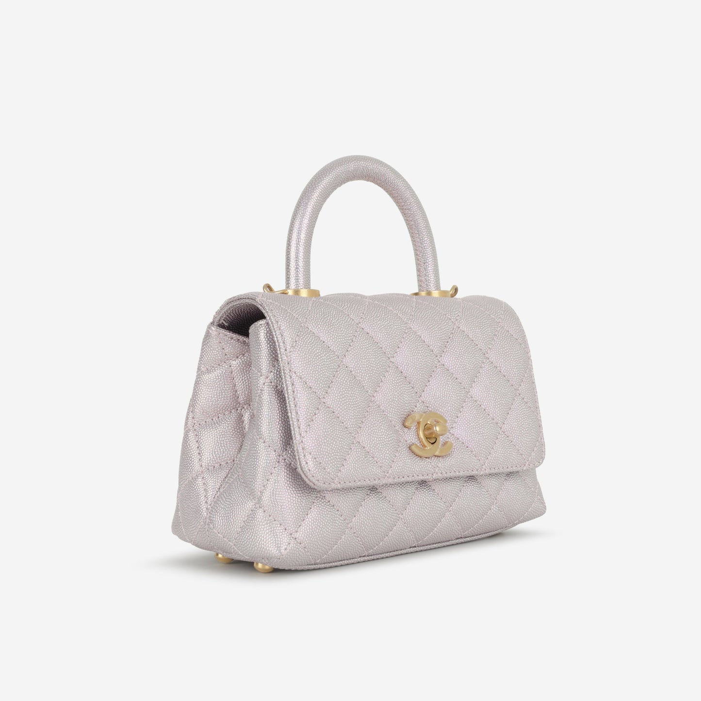 Chanel Mini Coco Handle - Iridescent Lilac Caviar | Aged Gold Hardware