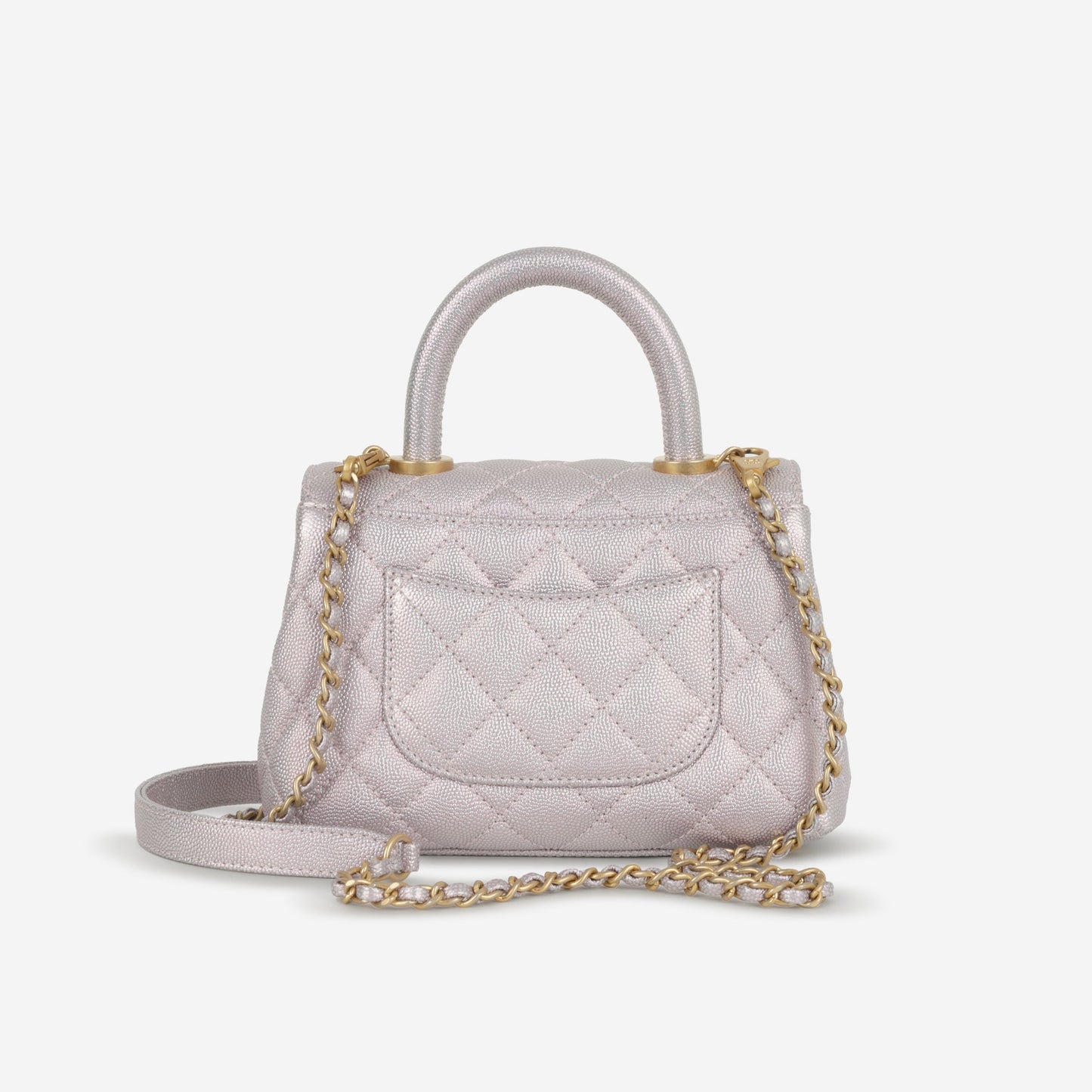 Chanel Mini Coco Handle - Iridescent Lilac Caviar | Aged Gold Hardware