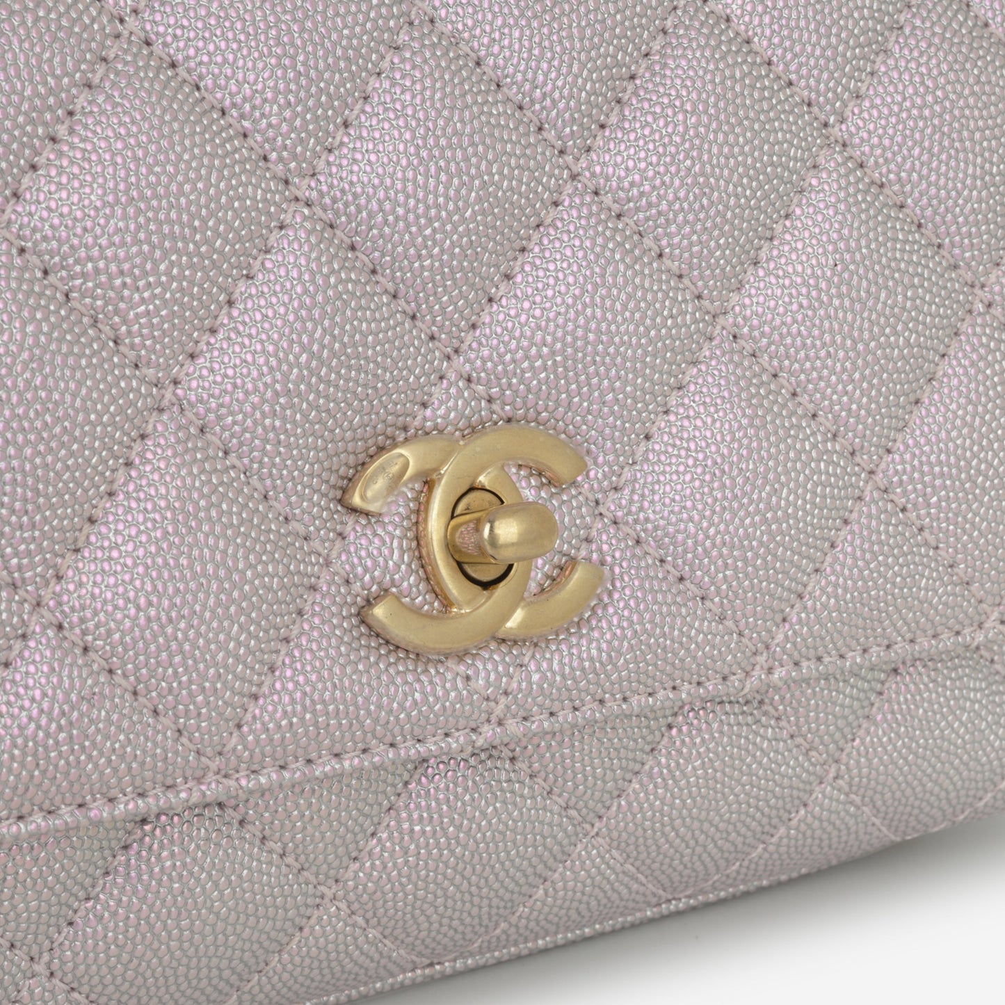 Chanel Mini Coco Handle - Iridescent Lilac Caviar | Aged Gold Hardware
