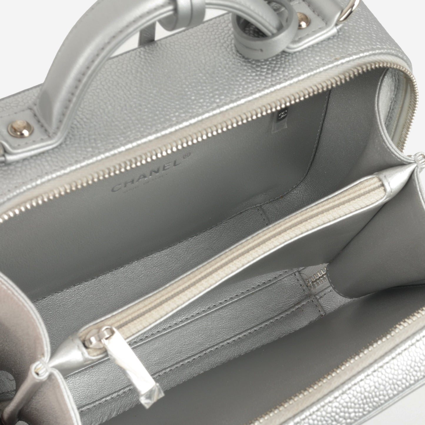Chanel Medium Filigree Vanity Case - Silver Caviar | Silver Hardware