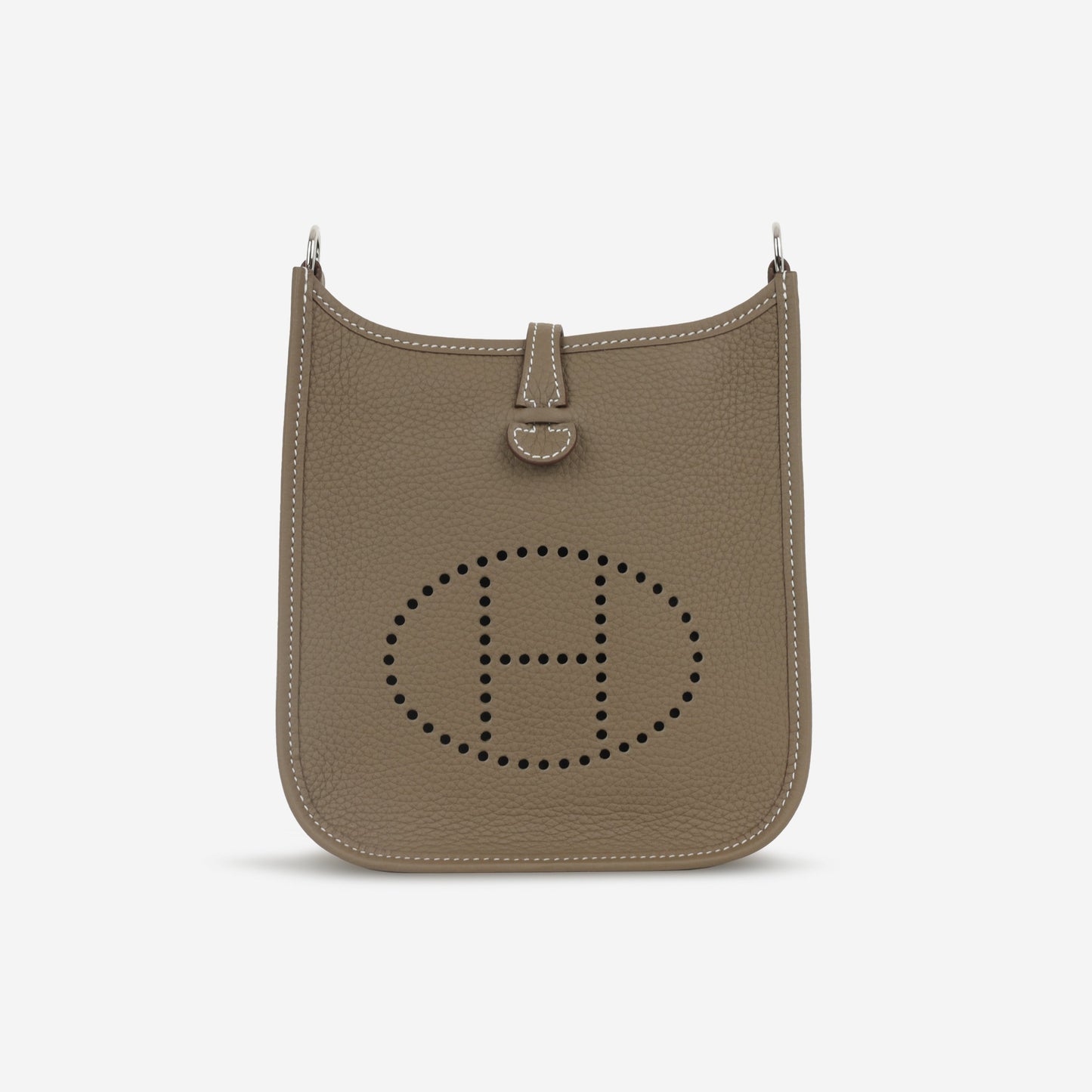 Hermès Mini Evelyne - Etoupe Clemence / Bleu Indigo Strap | Palladium Hardware