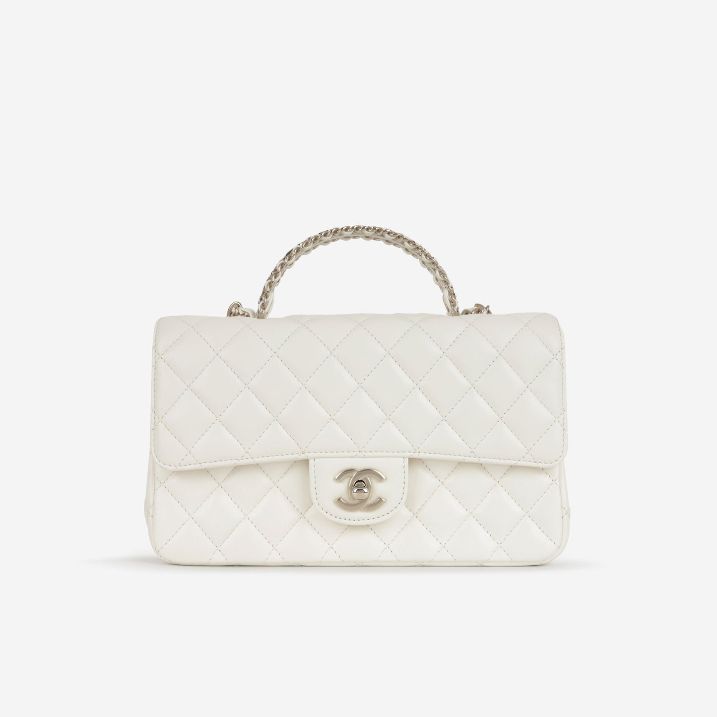 Chanel Mini Top Handle Flap with Strass - Ivory Lambskin | Champagne Gold Hardware