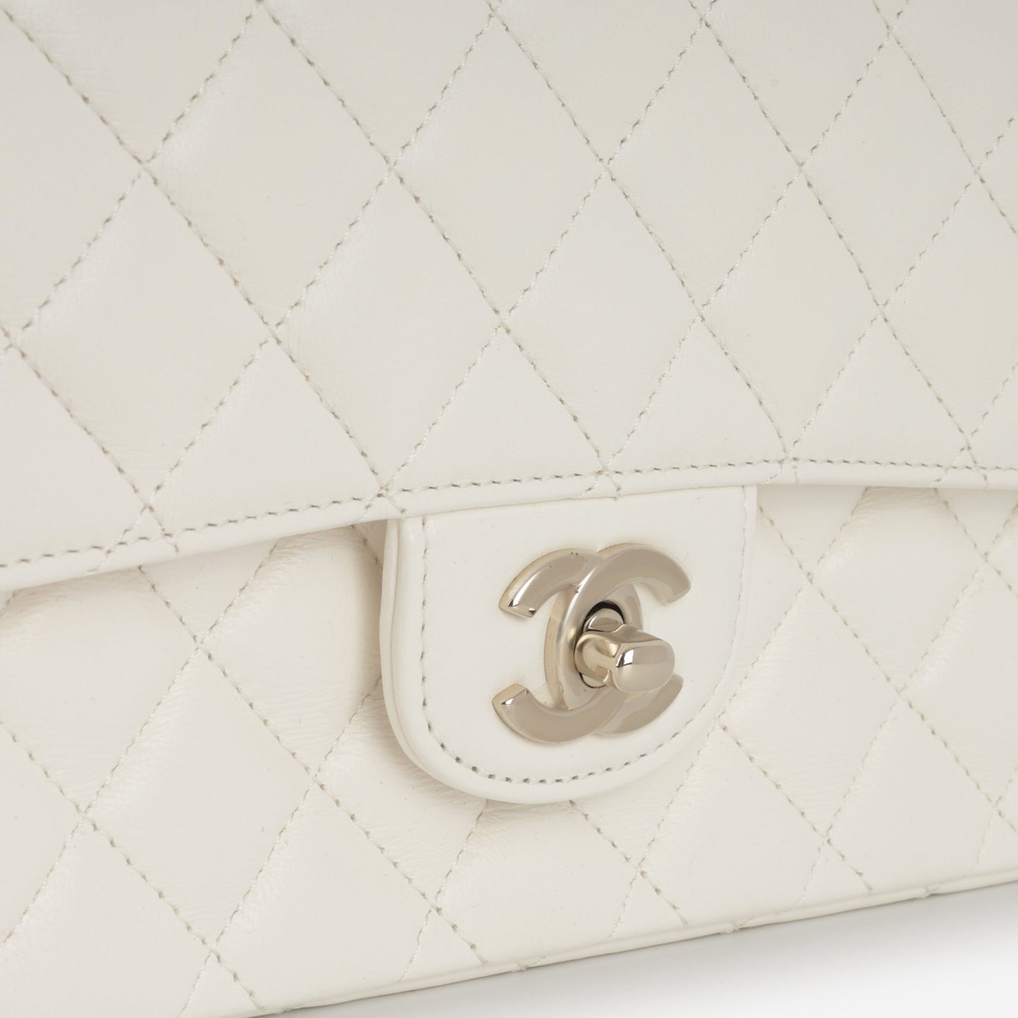Chanel Mini Top Handle Flap with Strass - Ivory Lambskin | Champagne Gold Hardware