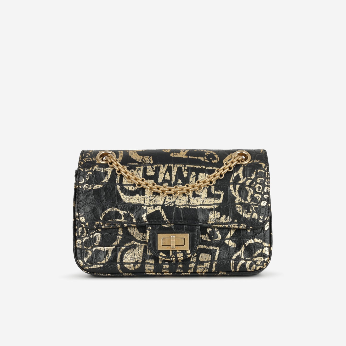 Chanel Mini 2.55 Reissue 224 - Graffiti Croc Embossed | Gold Hardware