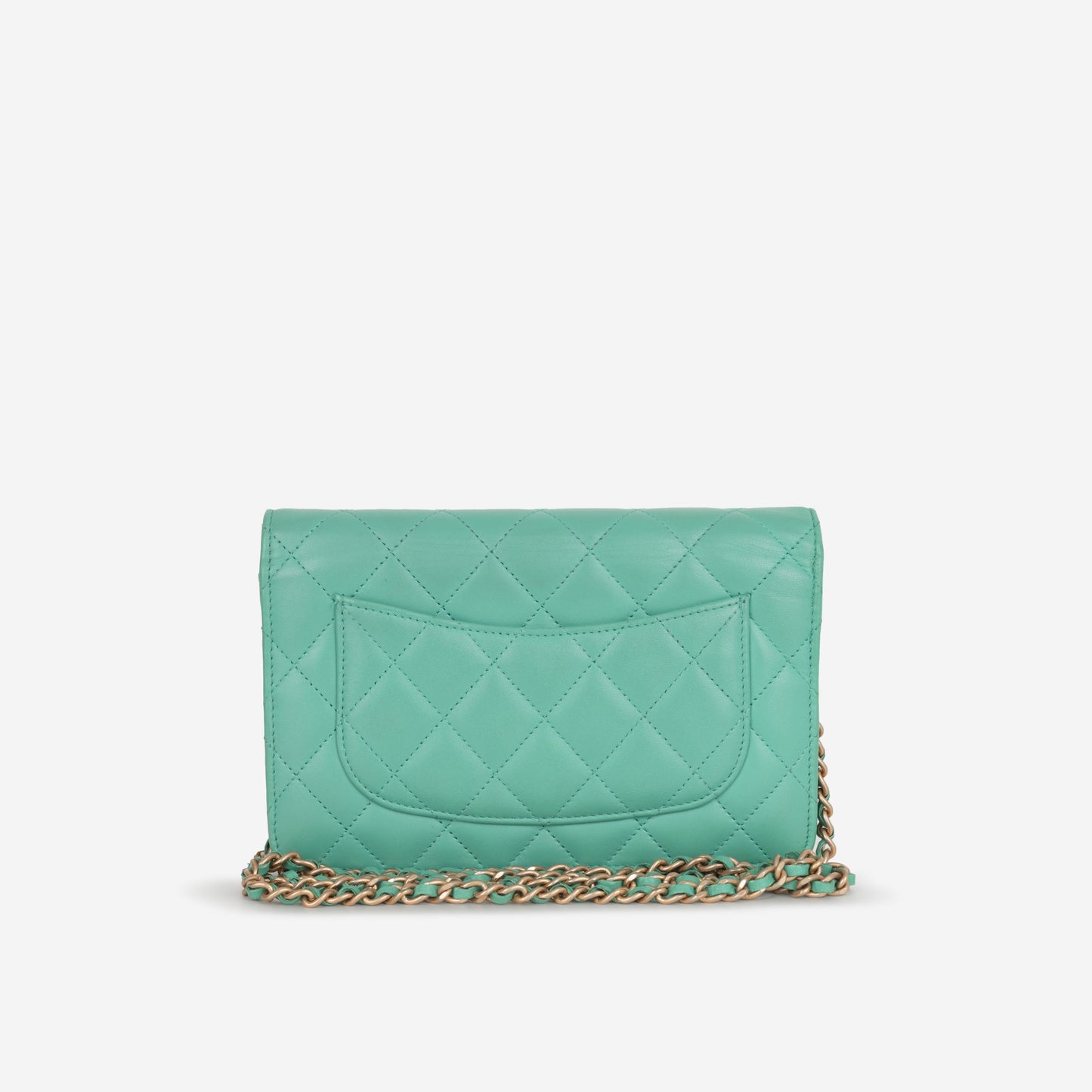 Classic Wallet on Chain - Teal Lambskin | Champagne Gold Hardware