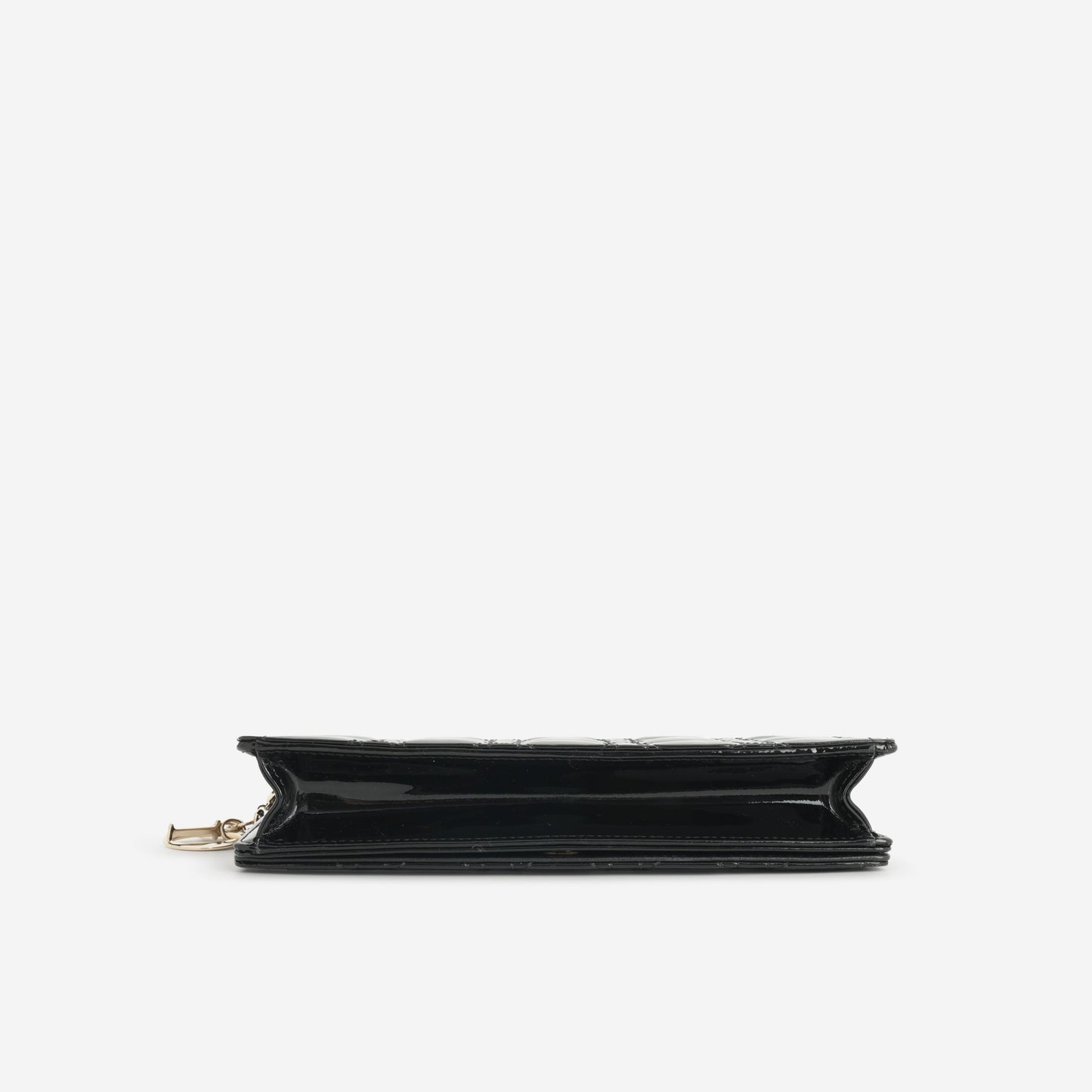 Dior Lady Dior Pouch - Black Patent Cannage | Champagne Gold Hardware