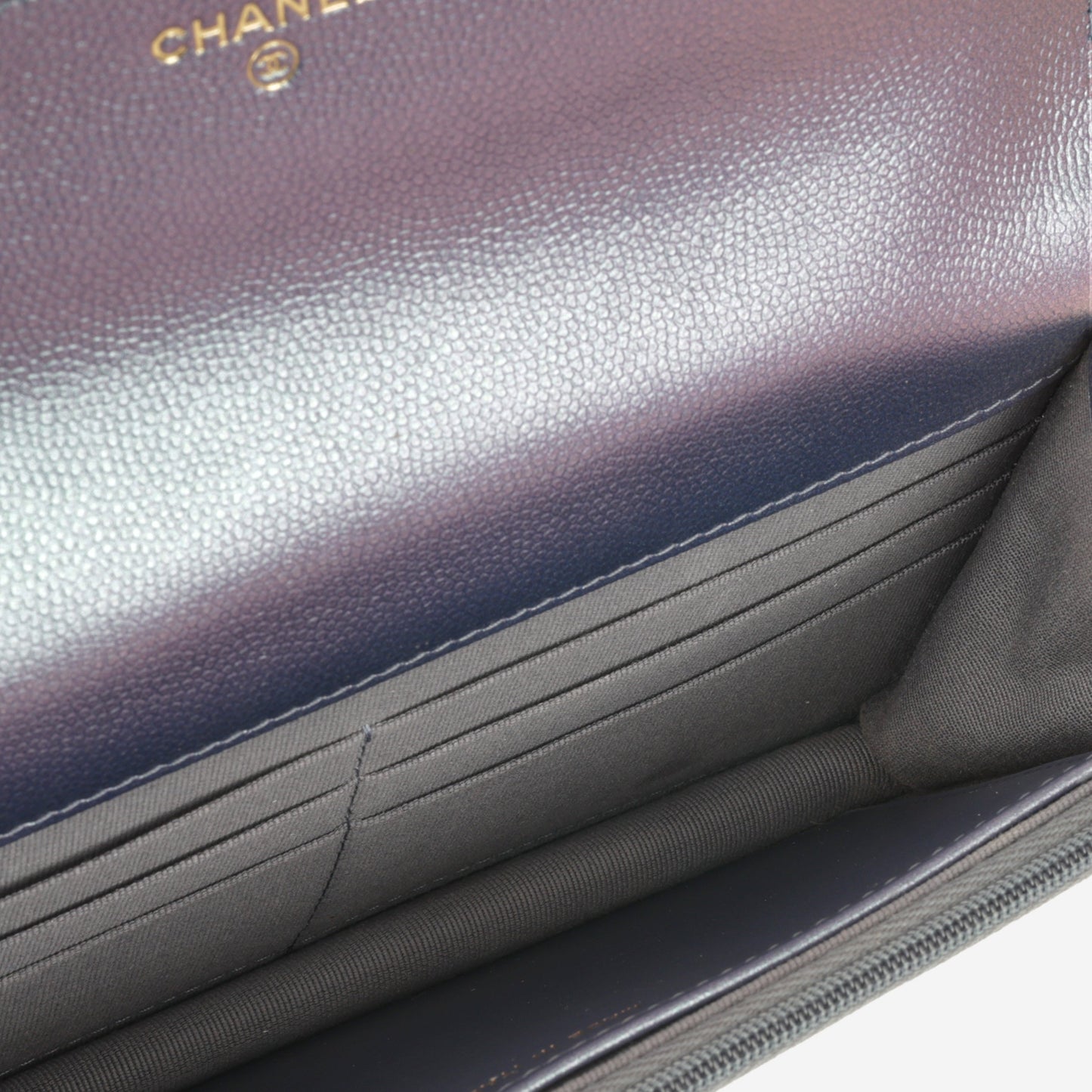 Chanel Classic Wallet on Chain - Iridescent Purple Caviar | Champagne Gold Hardware