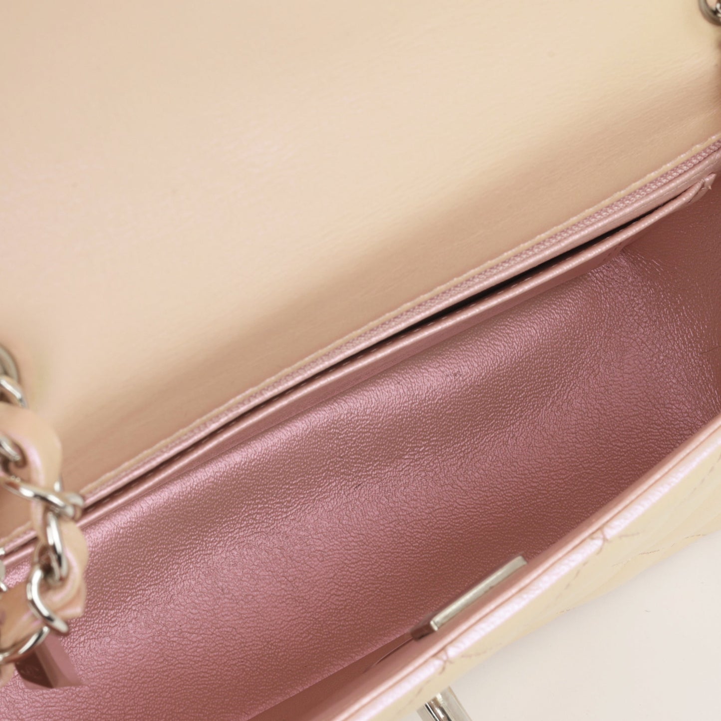 Chanel Mini Rectangular - Iridescent Pink Calfskin | Silver Hardware