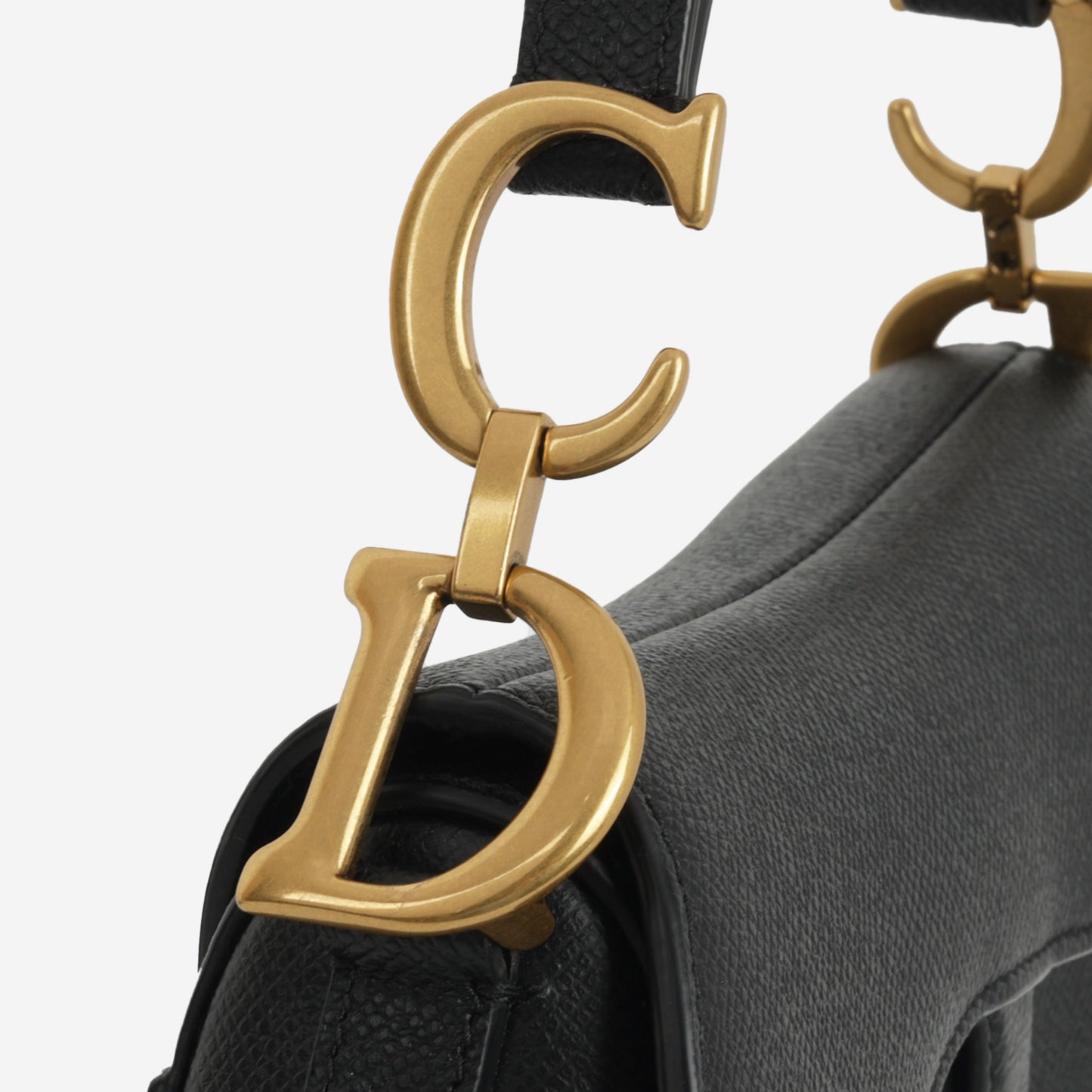 Dior Mini Saddle - Black Grained Calfskin | Gold Hardware